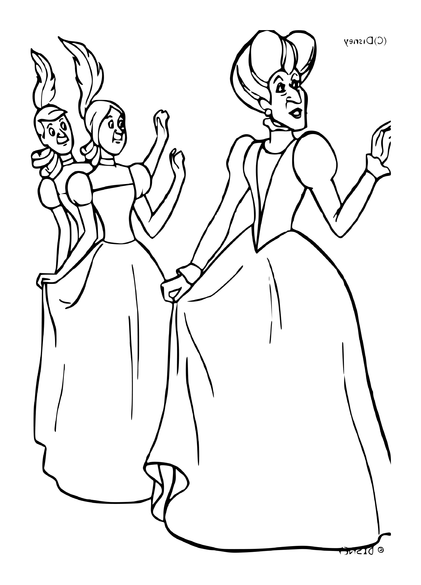  Lady Tremaine observa duas pessoas em uma sala 