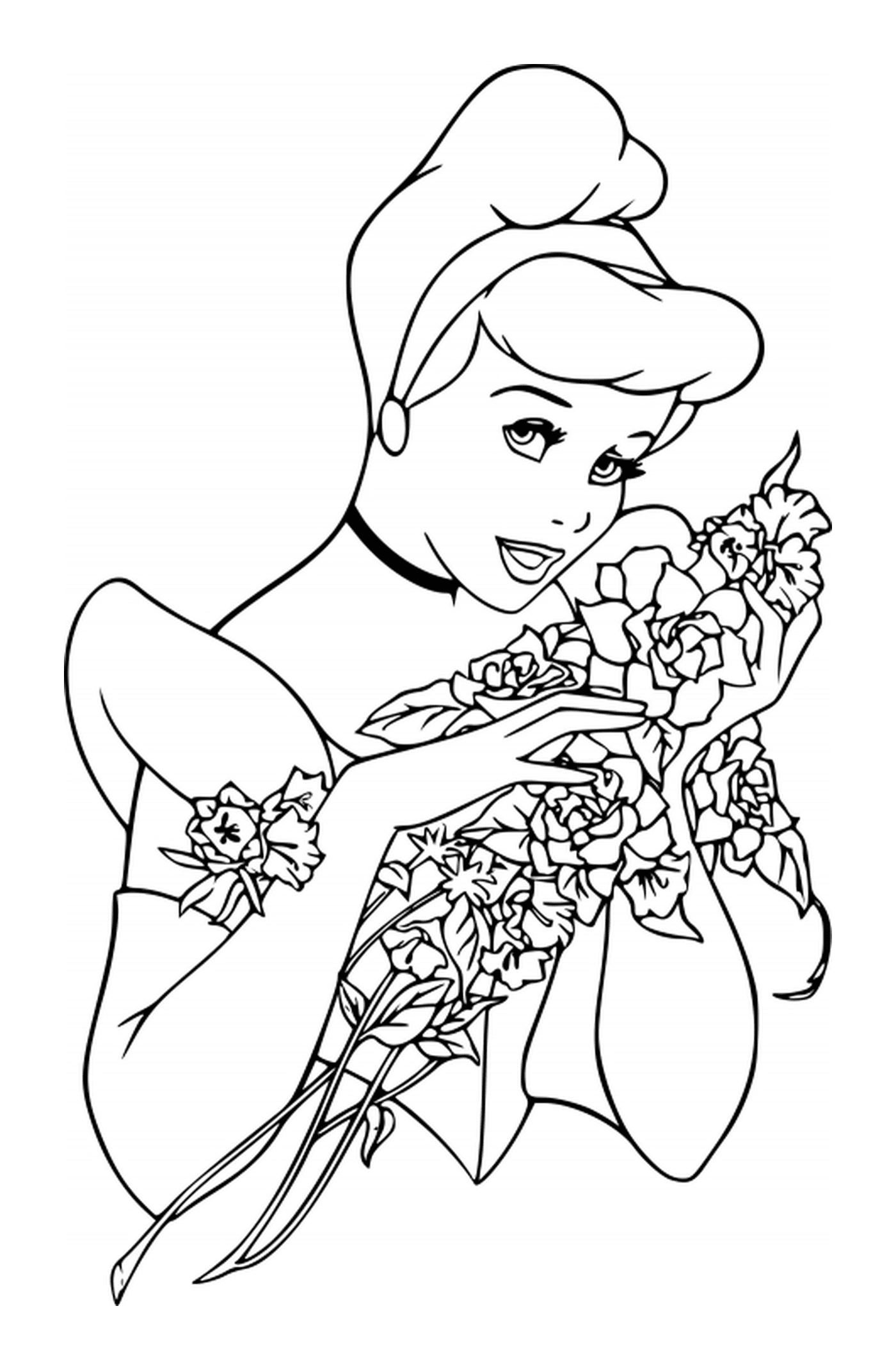  Cinderela recebendo um buquê de rosas e flores 