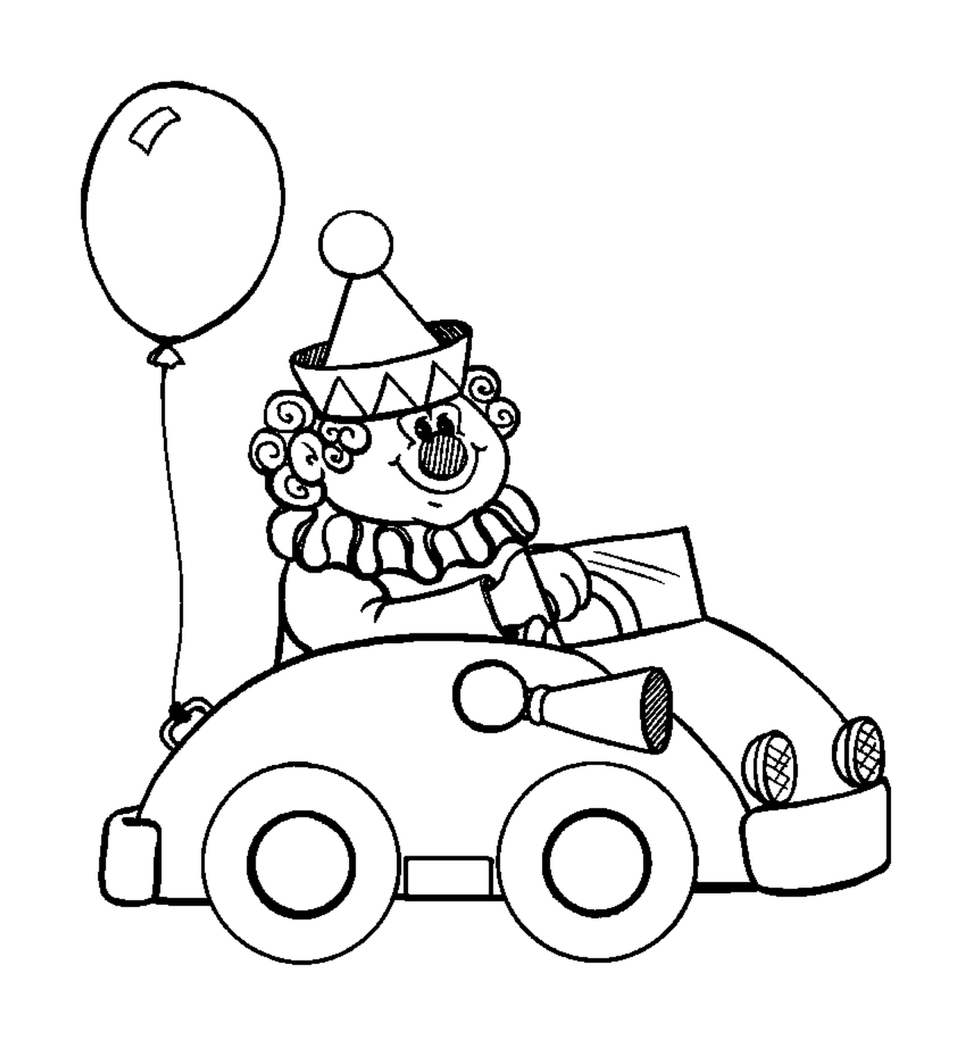  Um palhaço em um carro para o circo 