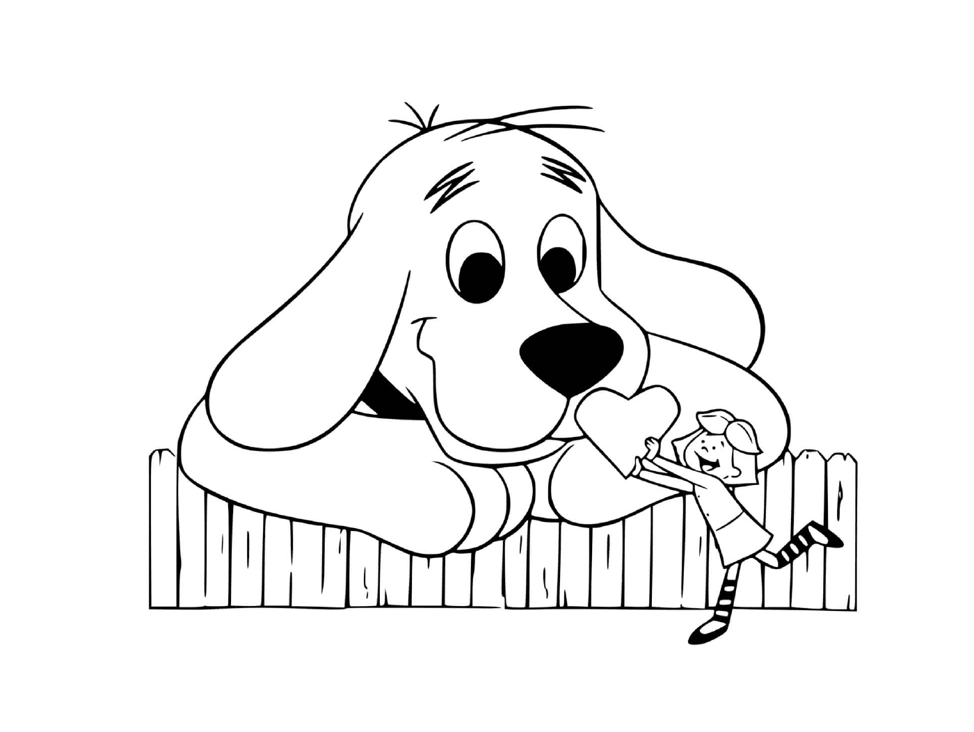  Emily dá um coração ao seu animal favorito, Clifford, o cão vermelho 
