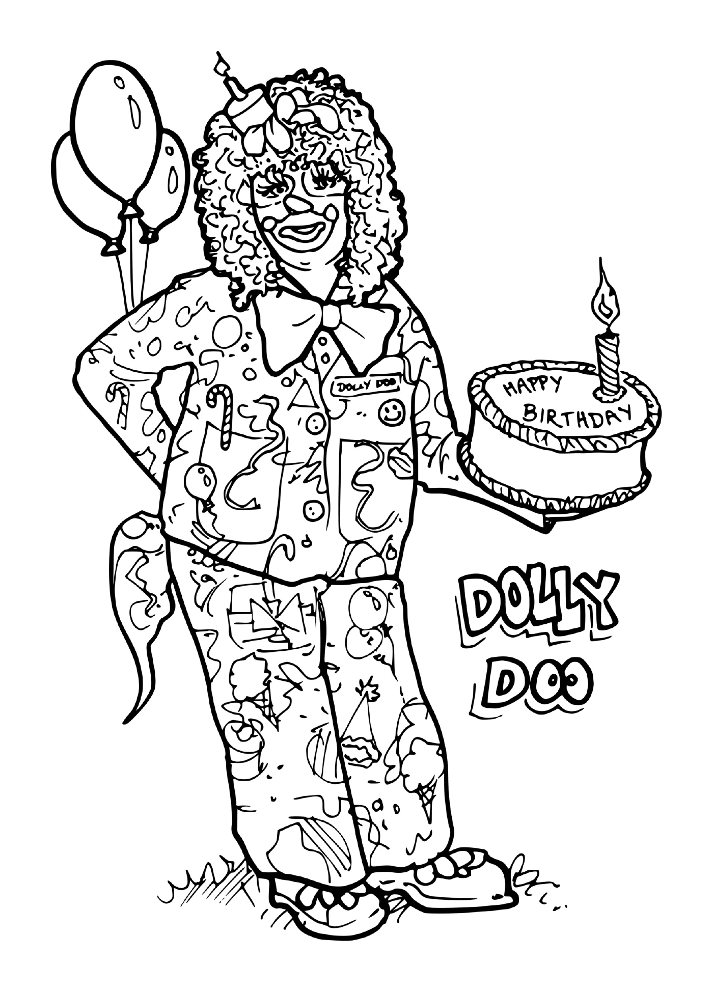  Um palhaço com um bolo de aniversário 