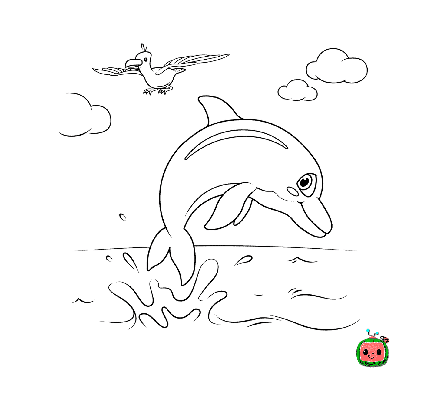  الدلافين البحرية في قفزة رقيقة 