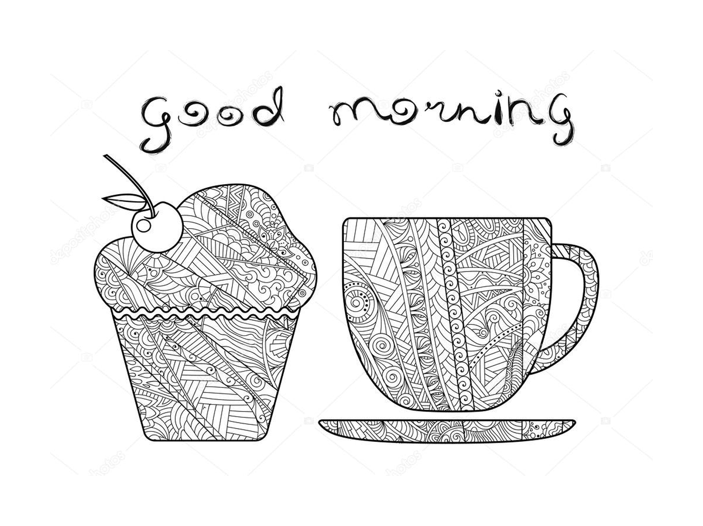  एक अच्छी सुबह कॉफी और एक कप के साथ 