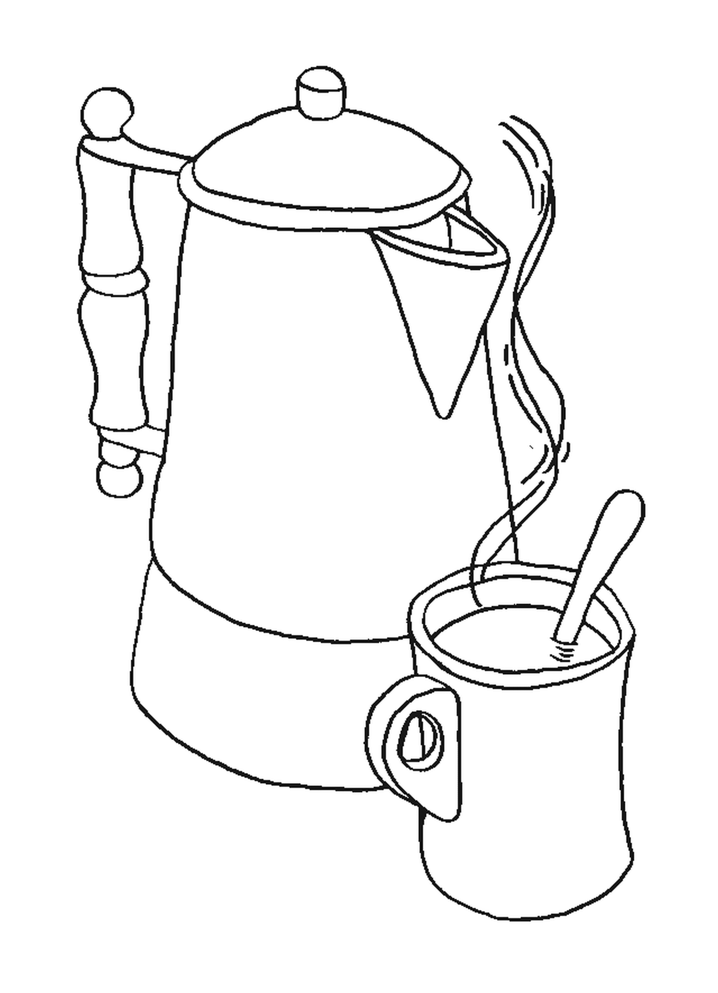  Uma máquina de café e sua xícara de café 