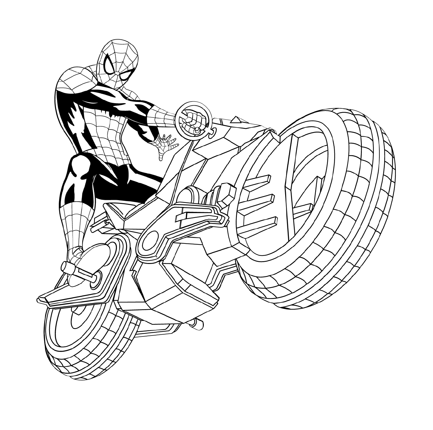  Homem-Aranha em uma motocicleta de coloração rápida 
