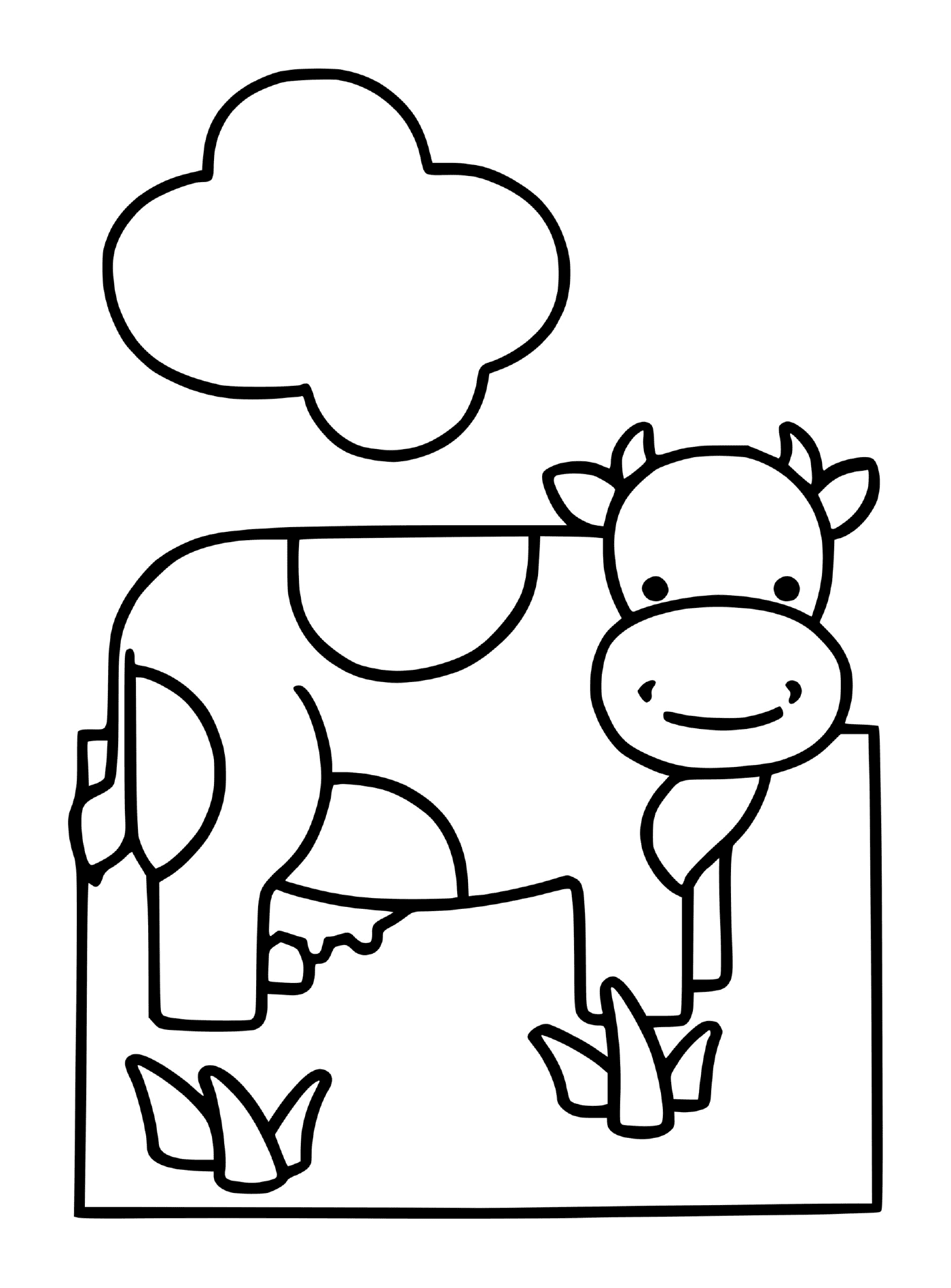  Vaca em uma fazenda com nuvem 