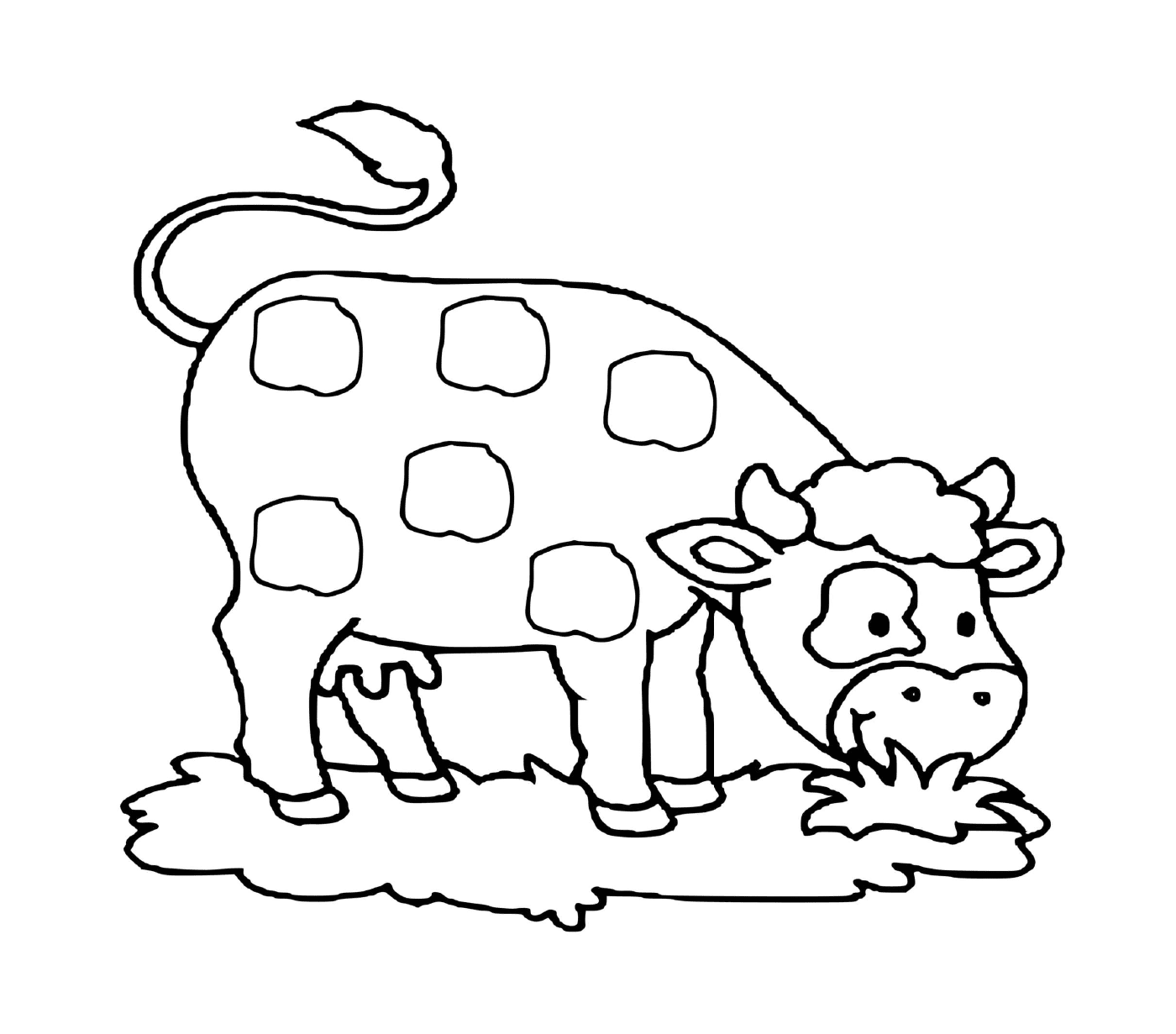  Vaca adorável que come 