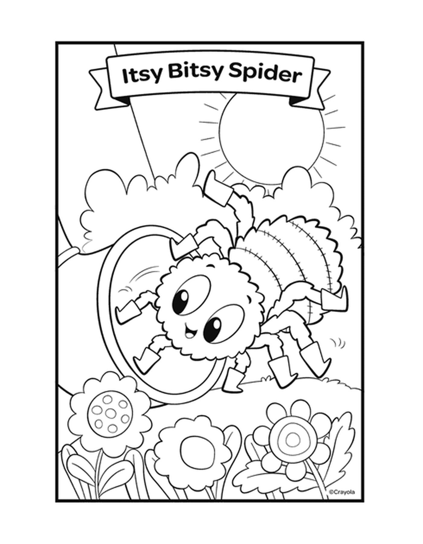  Itsy Bitsy Spider rima com uma aranha em uma teia 