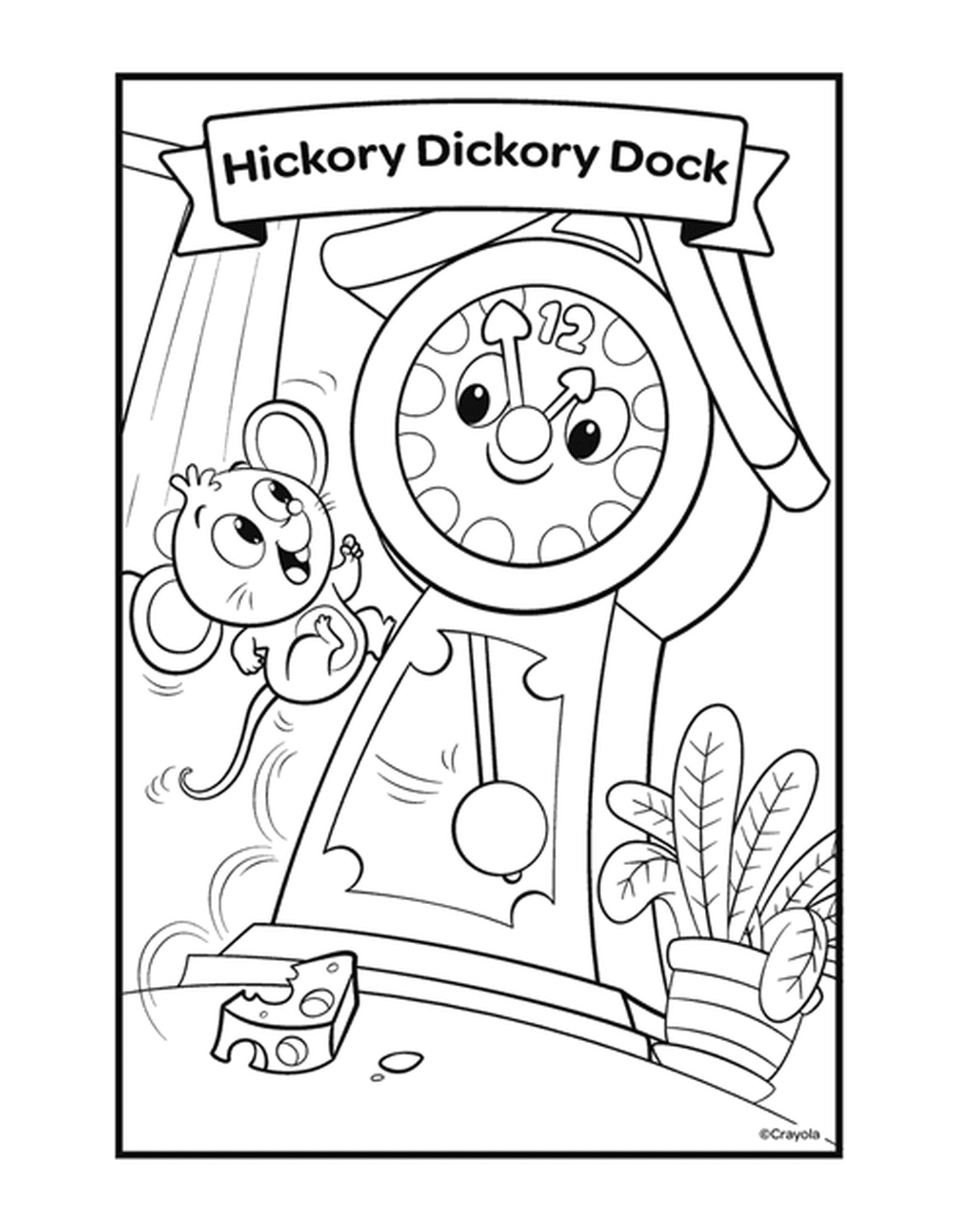  Hickory Dickory Dock com um relógio e um mouse 
