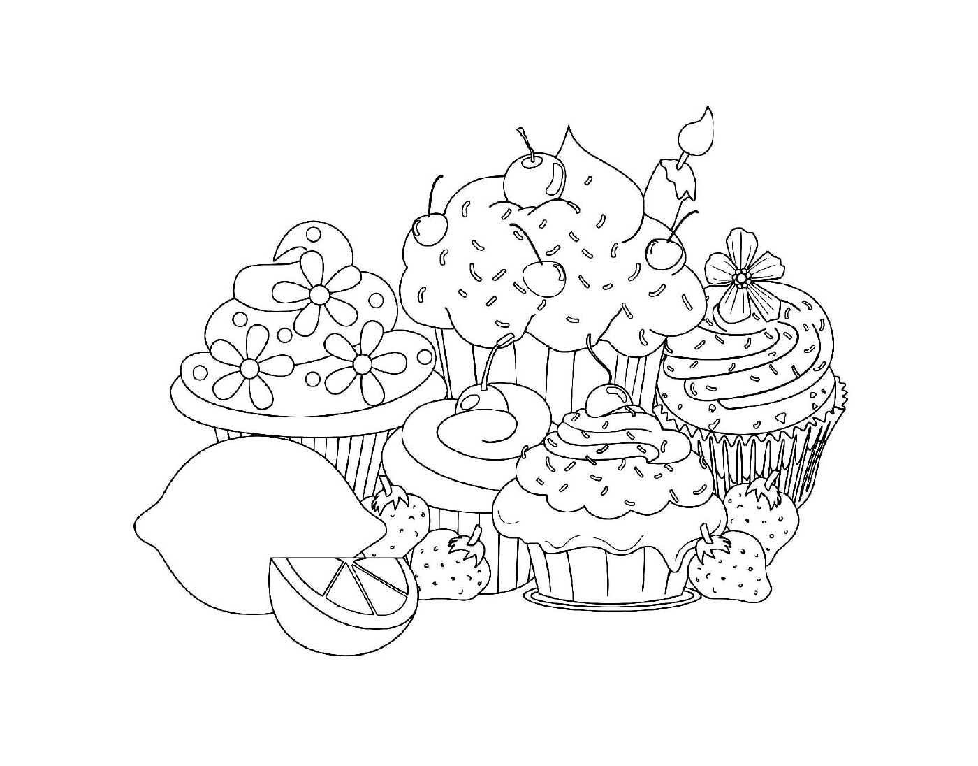  Desenhos para colorir com cupcakes doces 