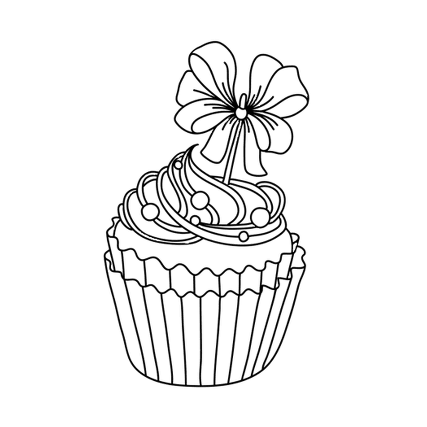  Um cupcake festivo para comer, com uma flor 