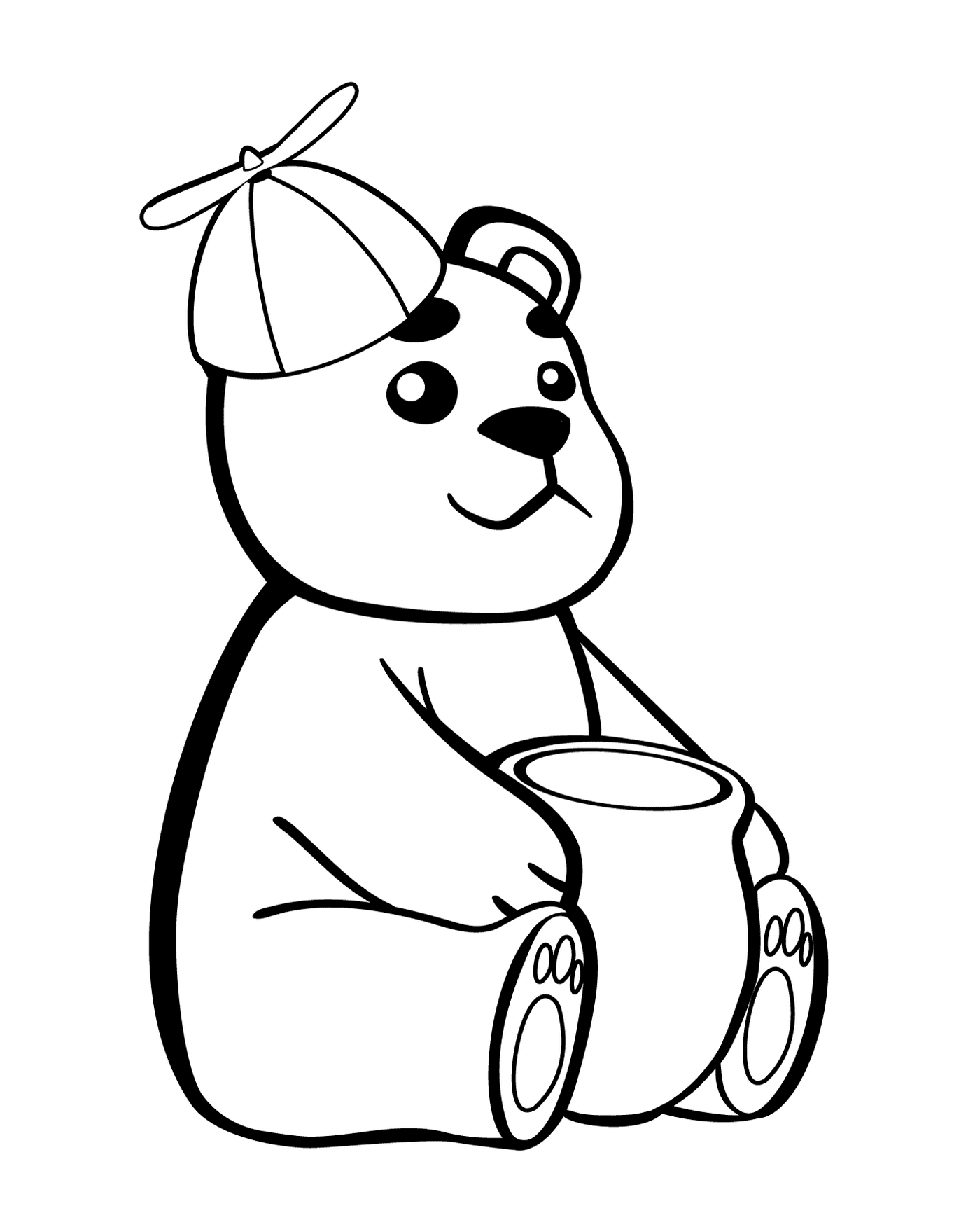  一只熊拿着一壶蜂蜜 