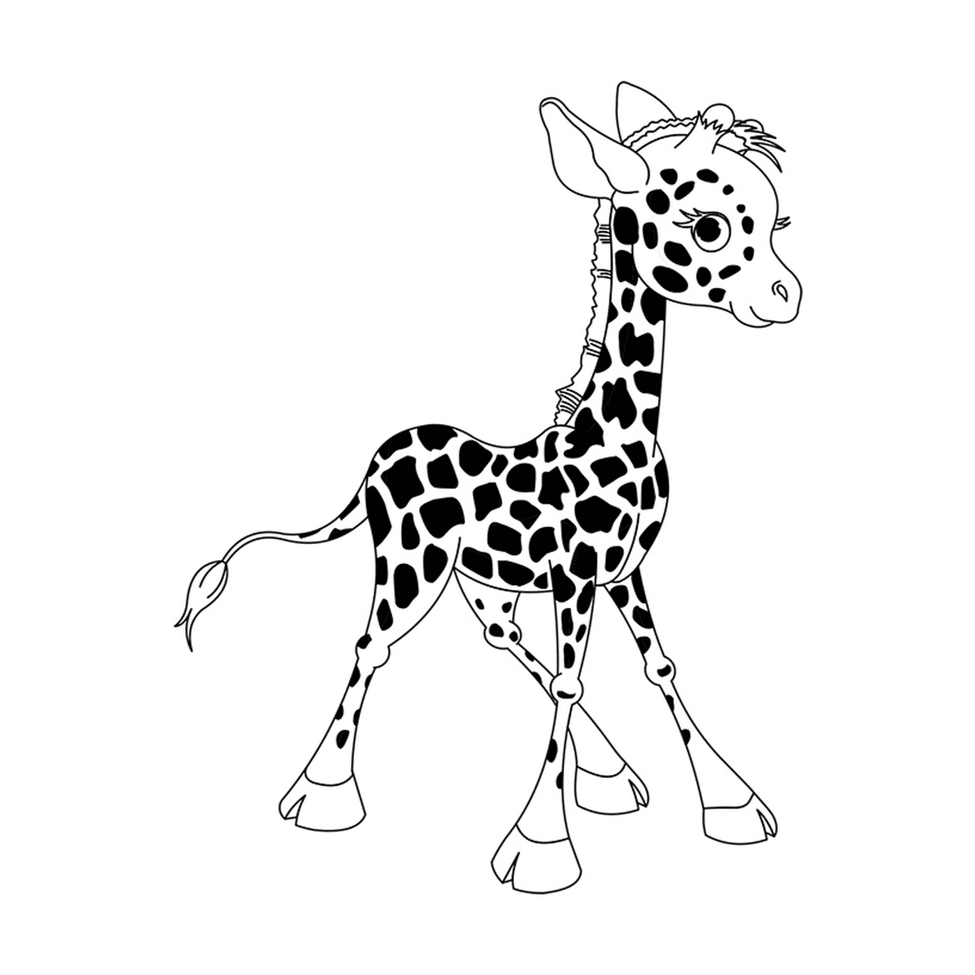  一个长颈鹿婴儿站立 