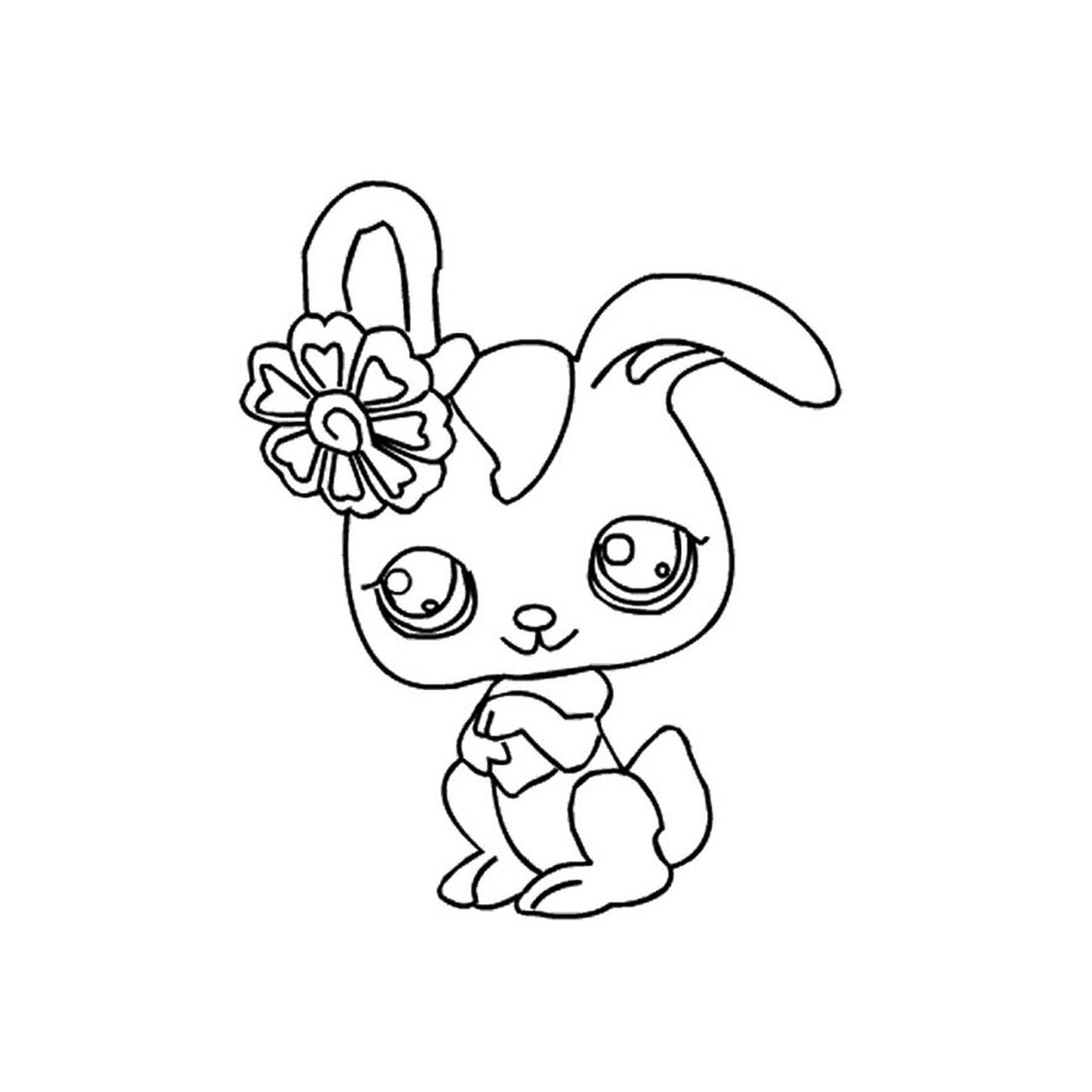  Um coelho com uma flor no cabelo 