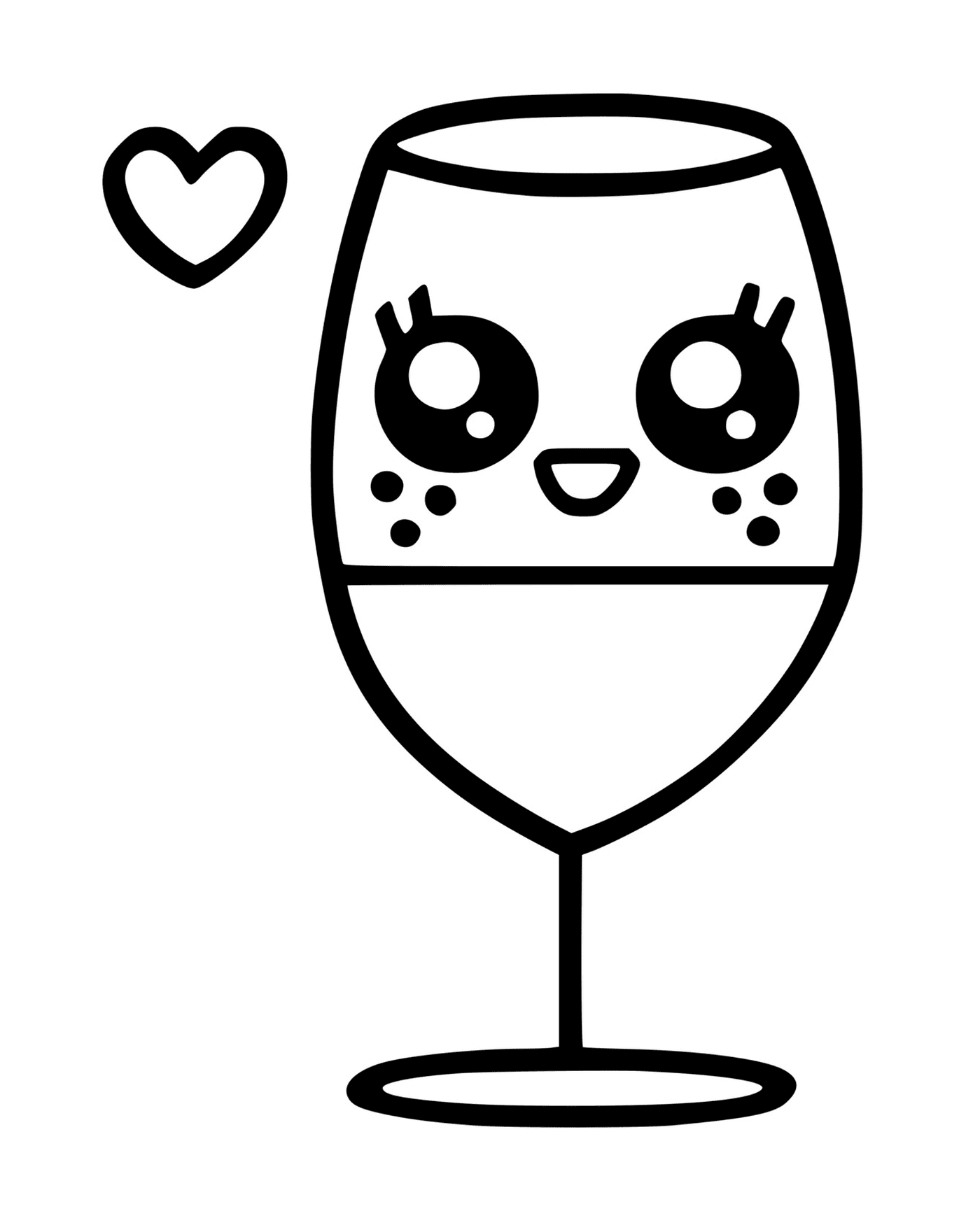  Um copo de vinho com um rosto desenhado sobre ele 