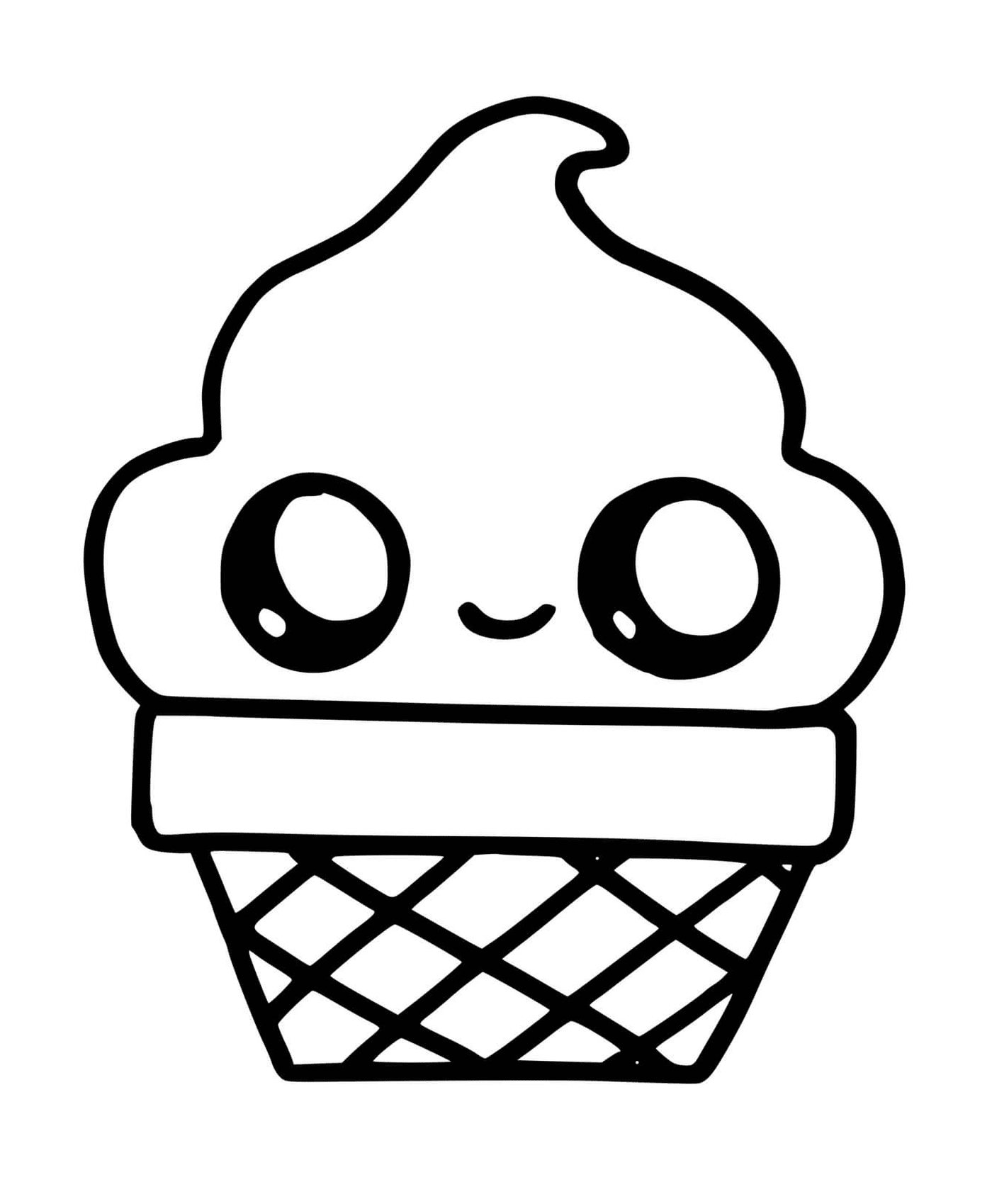  Um cone de gelo com um rosto sorridente desenhado sobre ele 