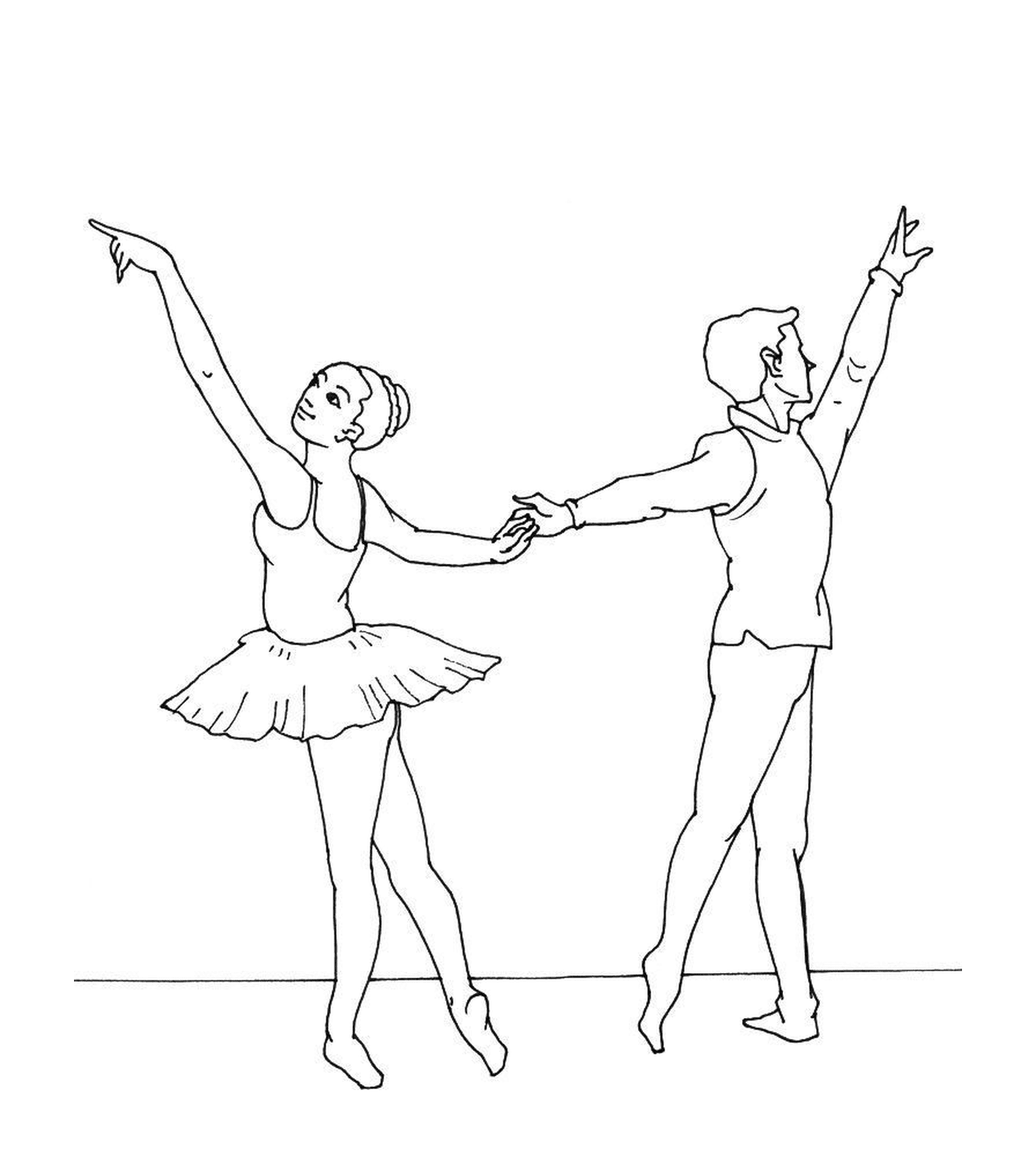  Dançarino e dançarino segurando a mão 