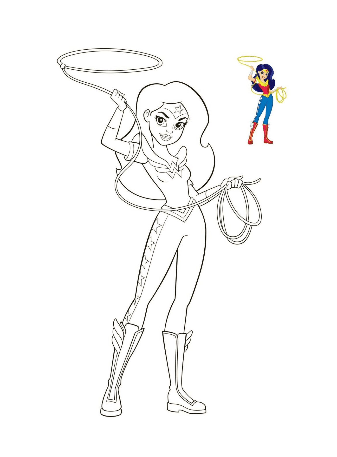  Mulher Maravilha de DC Super Hero Meninas segurando um laço 