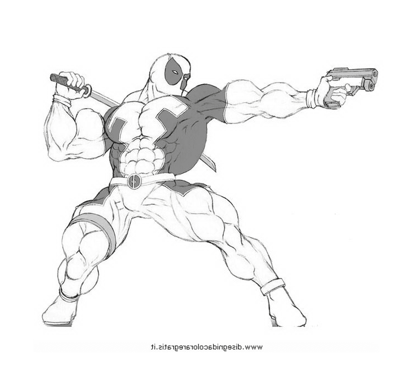  Deadpool para cor 4 com um rifle 
