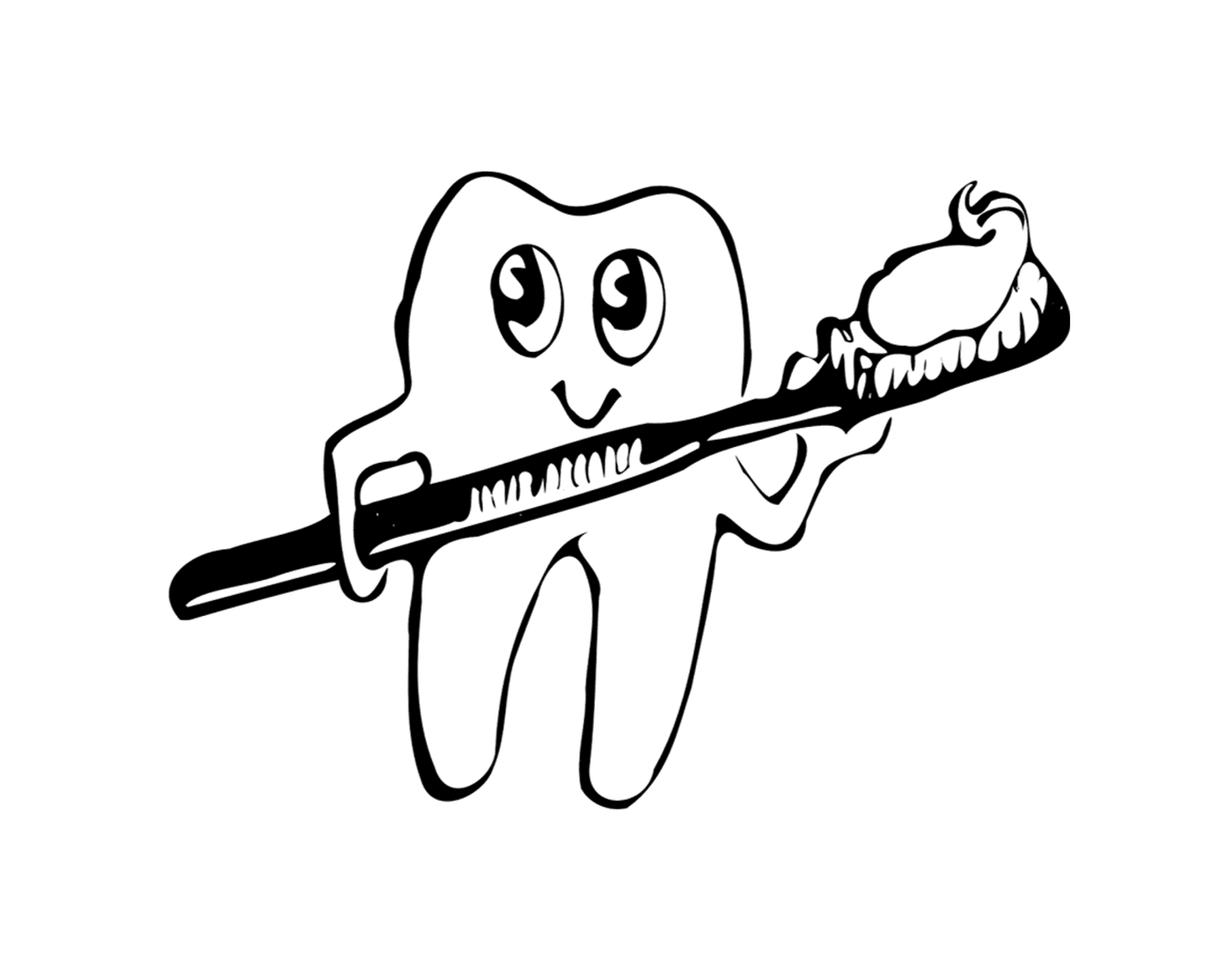  Dente segurando uma escova de dentes 