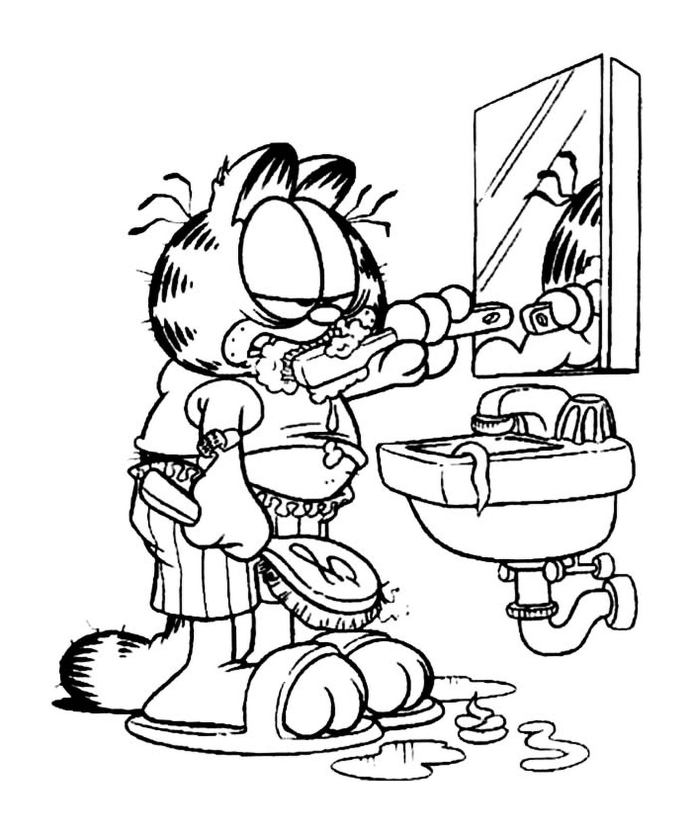  Garfield escova os dentes 