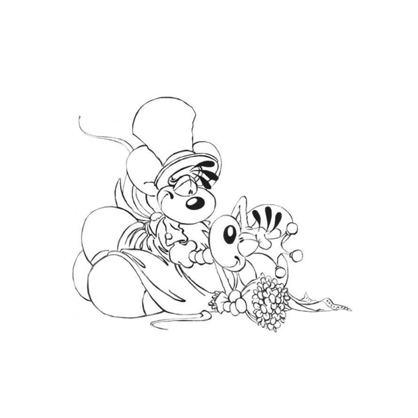  Um rato segurando flores 