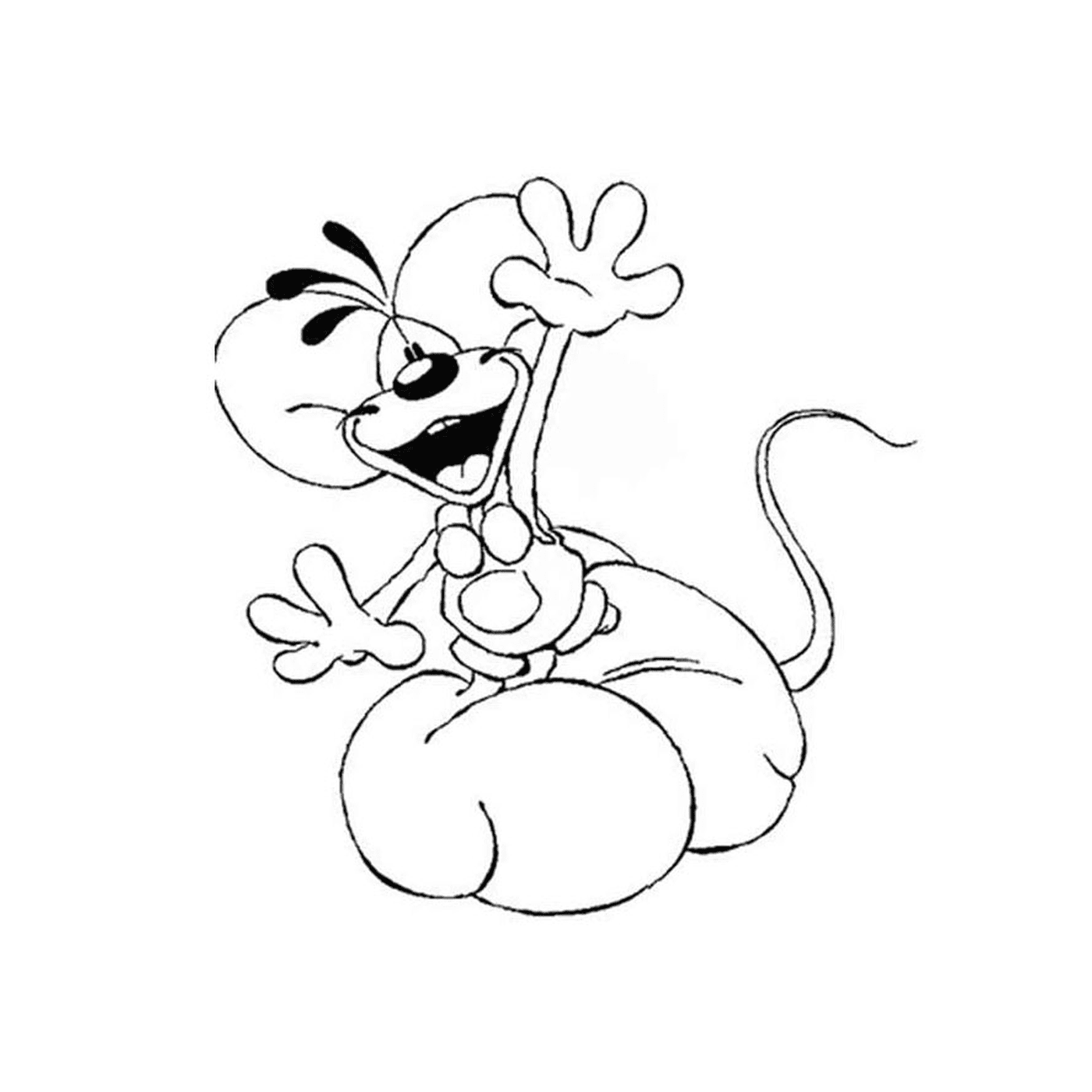  Um rato de desenho animado sentado em suas pernas traseiras 