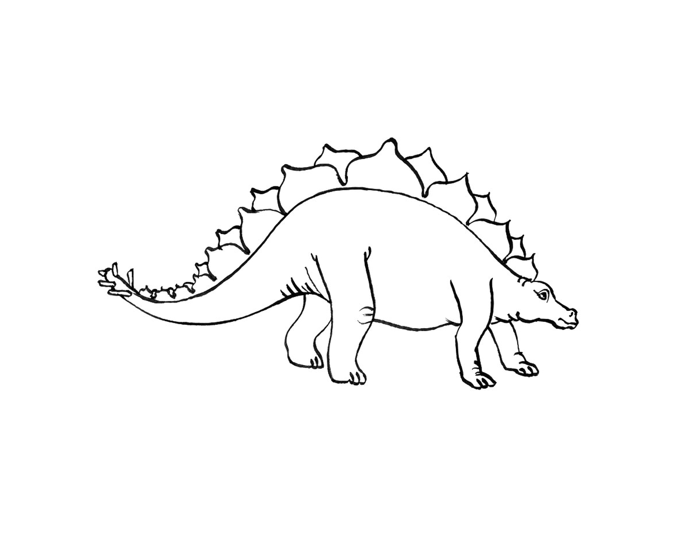  Estegossauro em pé em um desenho preto e branco 