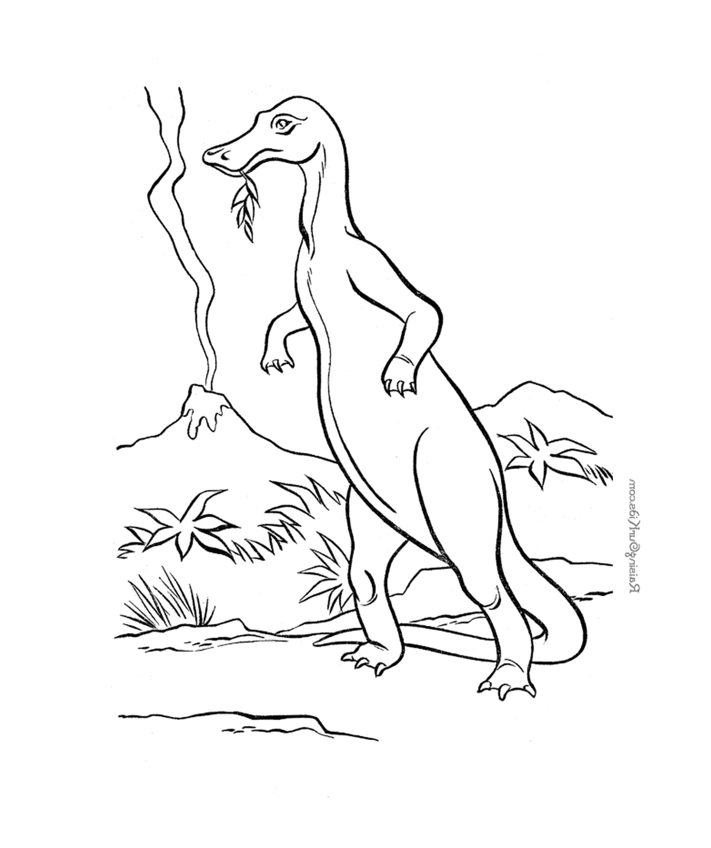  Dinossauro em pé na grama verde 