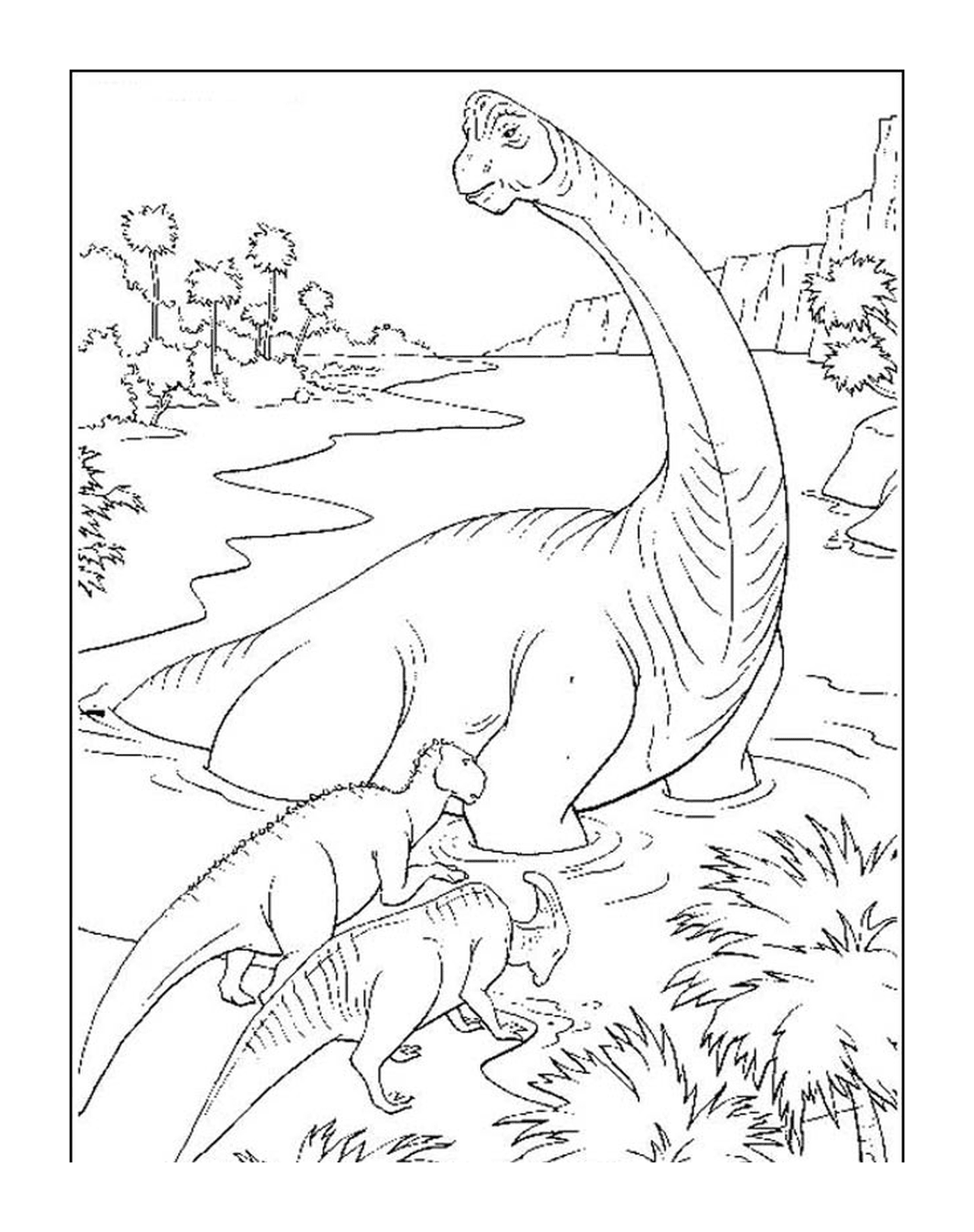  Dinossauro adulto e seu bebê adorável 