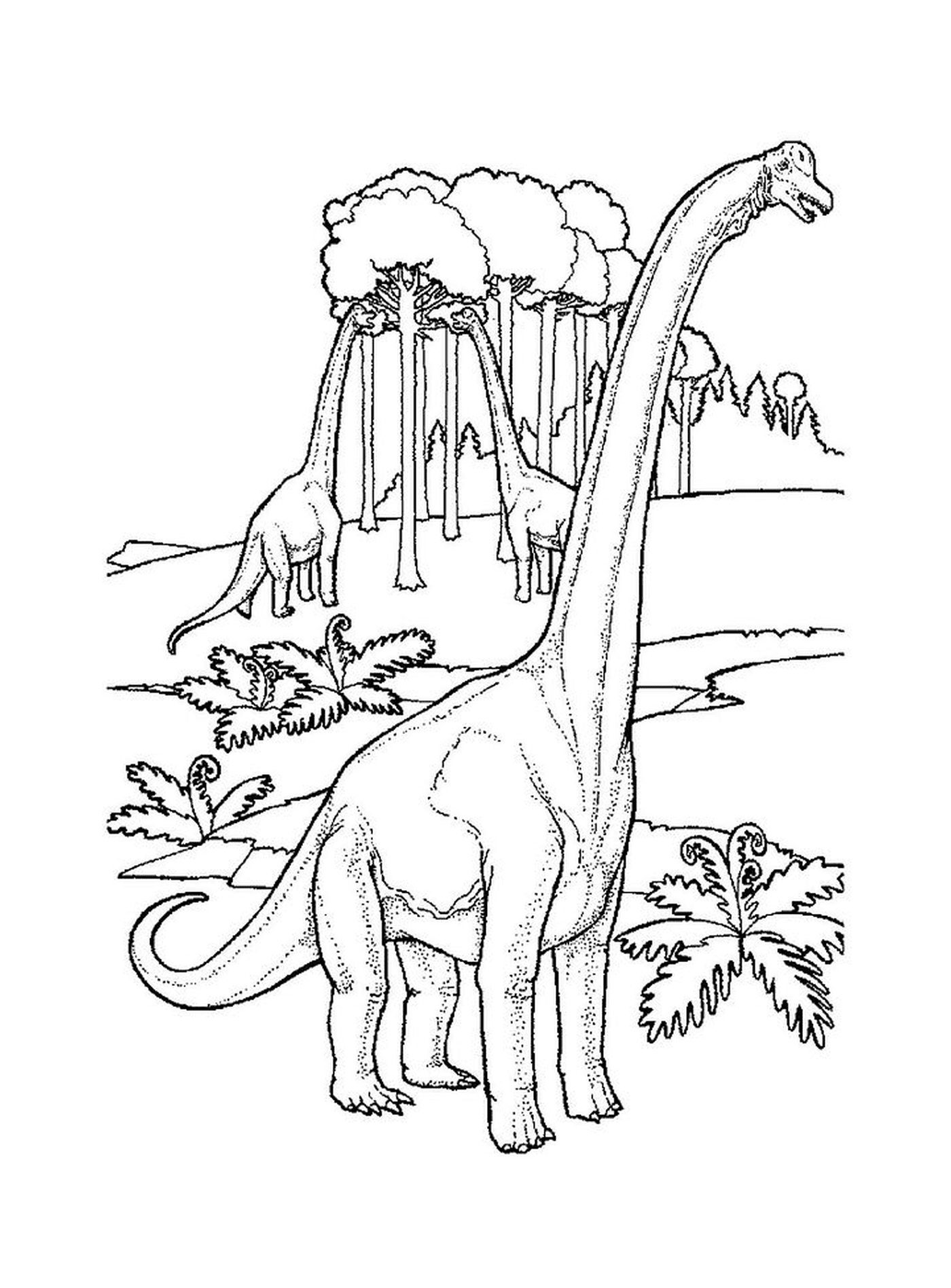  Um dinossauro adulto na selva 