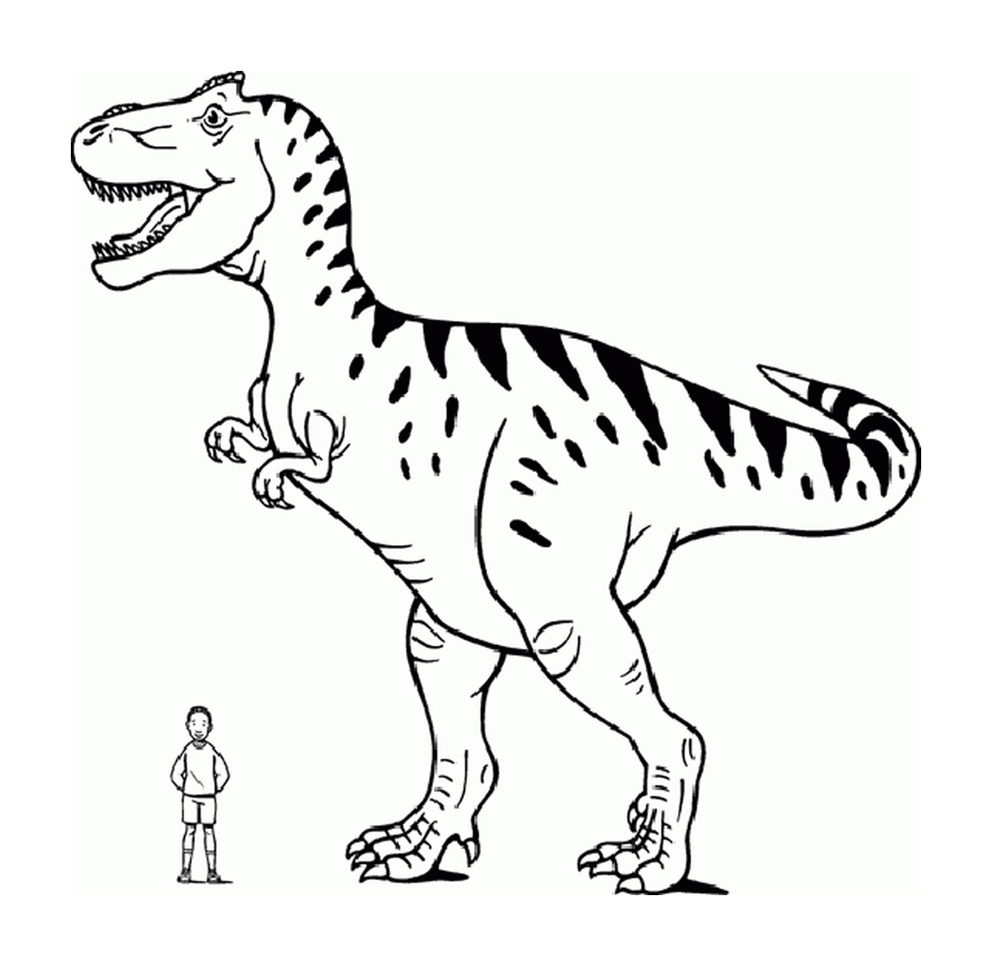  Um tiranossauro ao lado de uma pessoa 