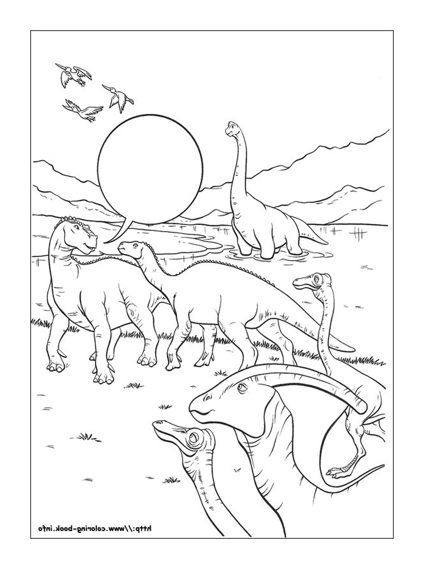  Muitos dinossauros visíveis nesta imagem 