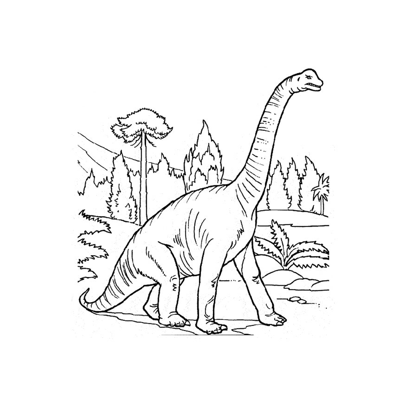  Um dinossauro em uma floresta 