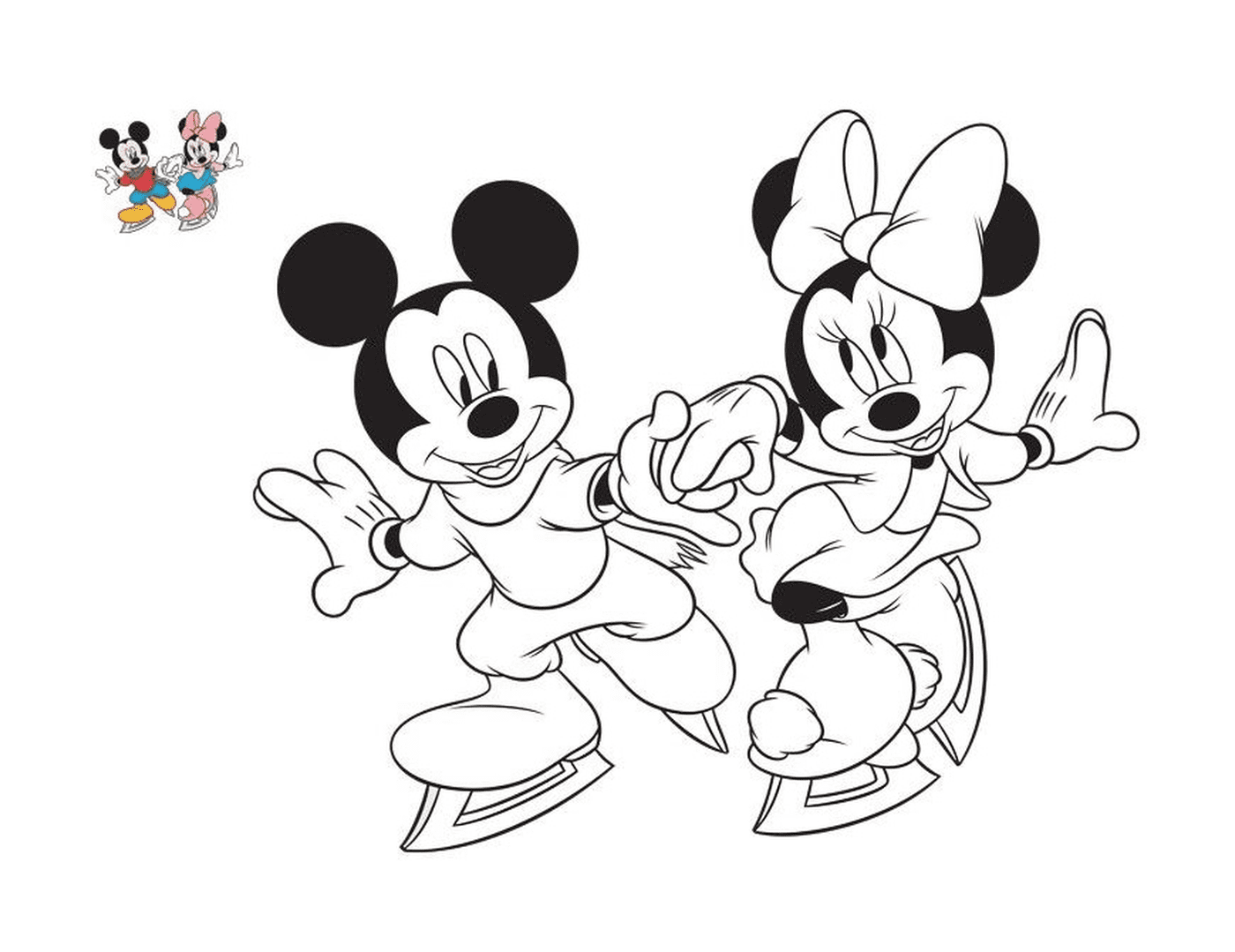  Mickey e Minnie em skates 
