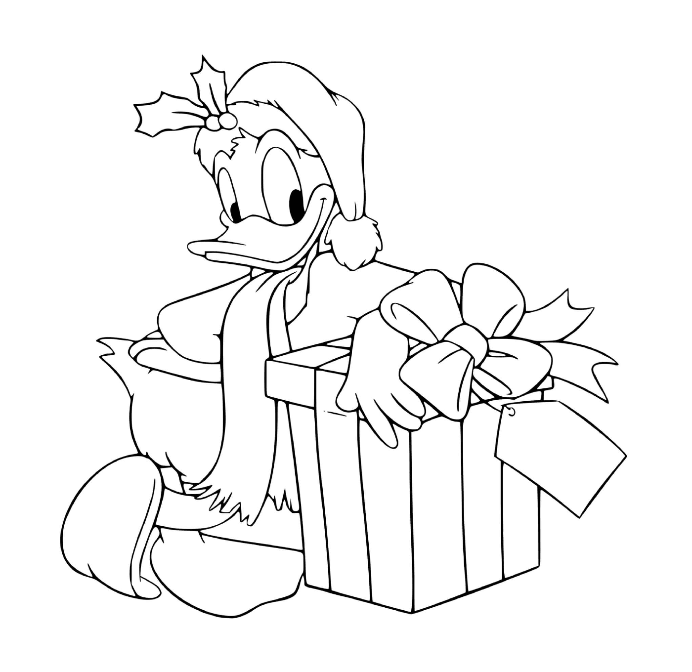  Donald ao lado de um presente 