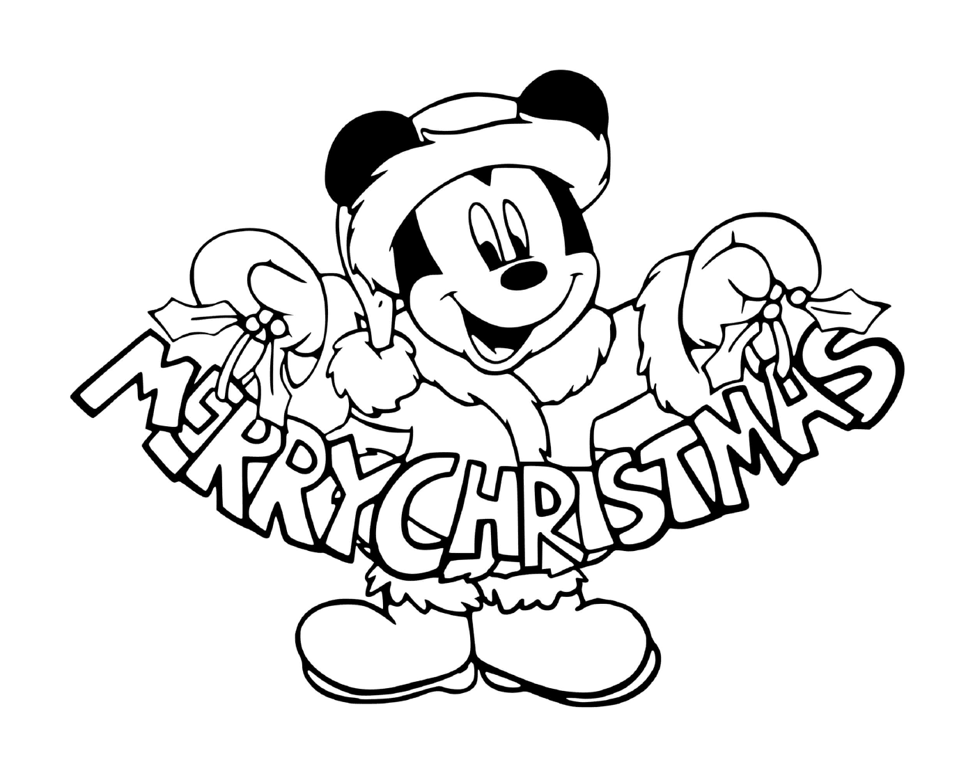  Mickey com um sinal de feliz Natal 