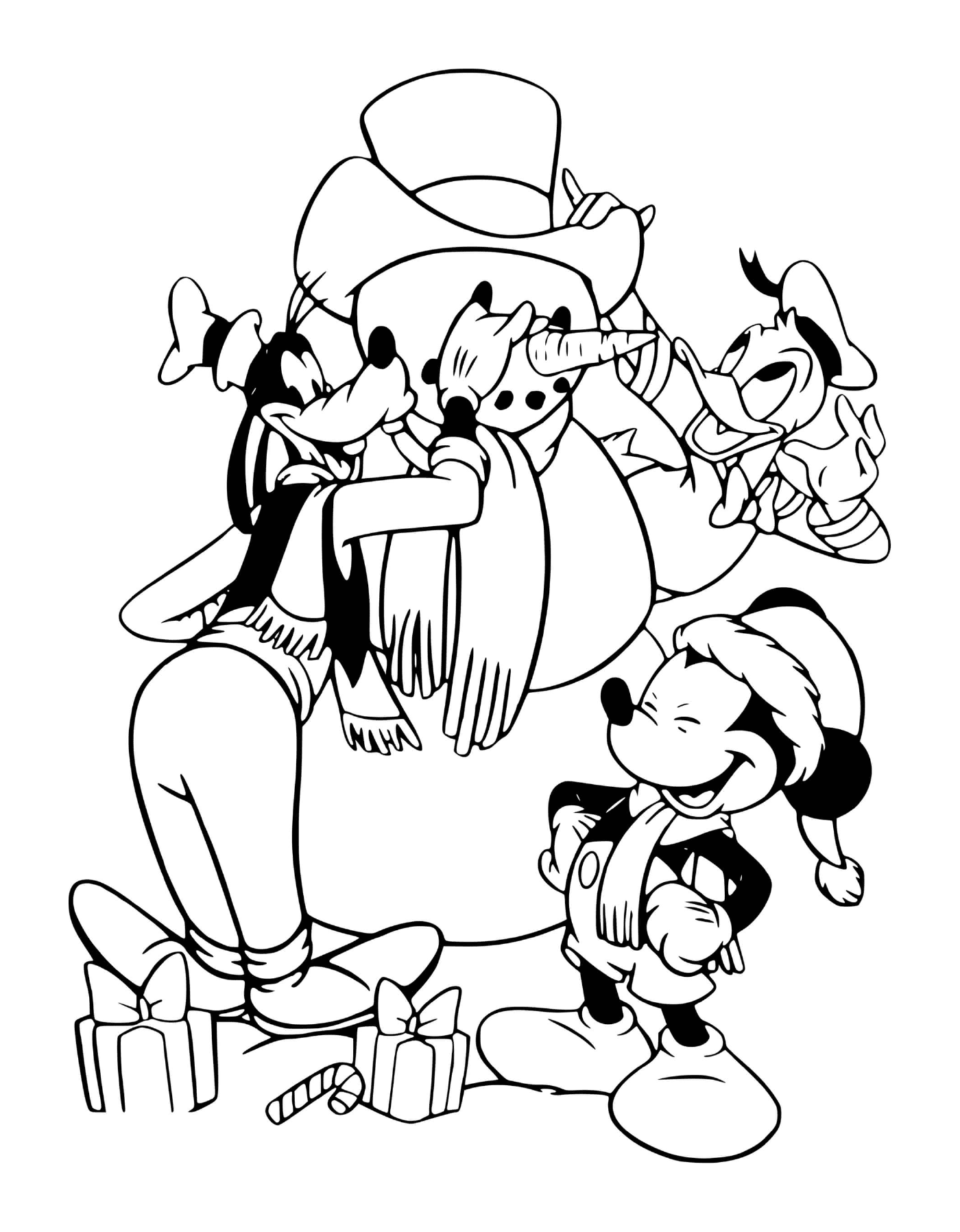  Donald, Mickey e Dingo em boneco de neve 
