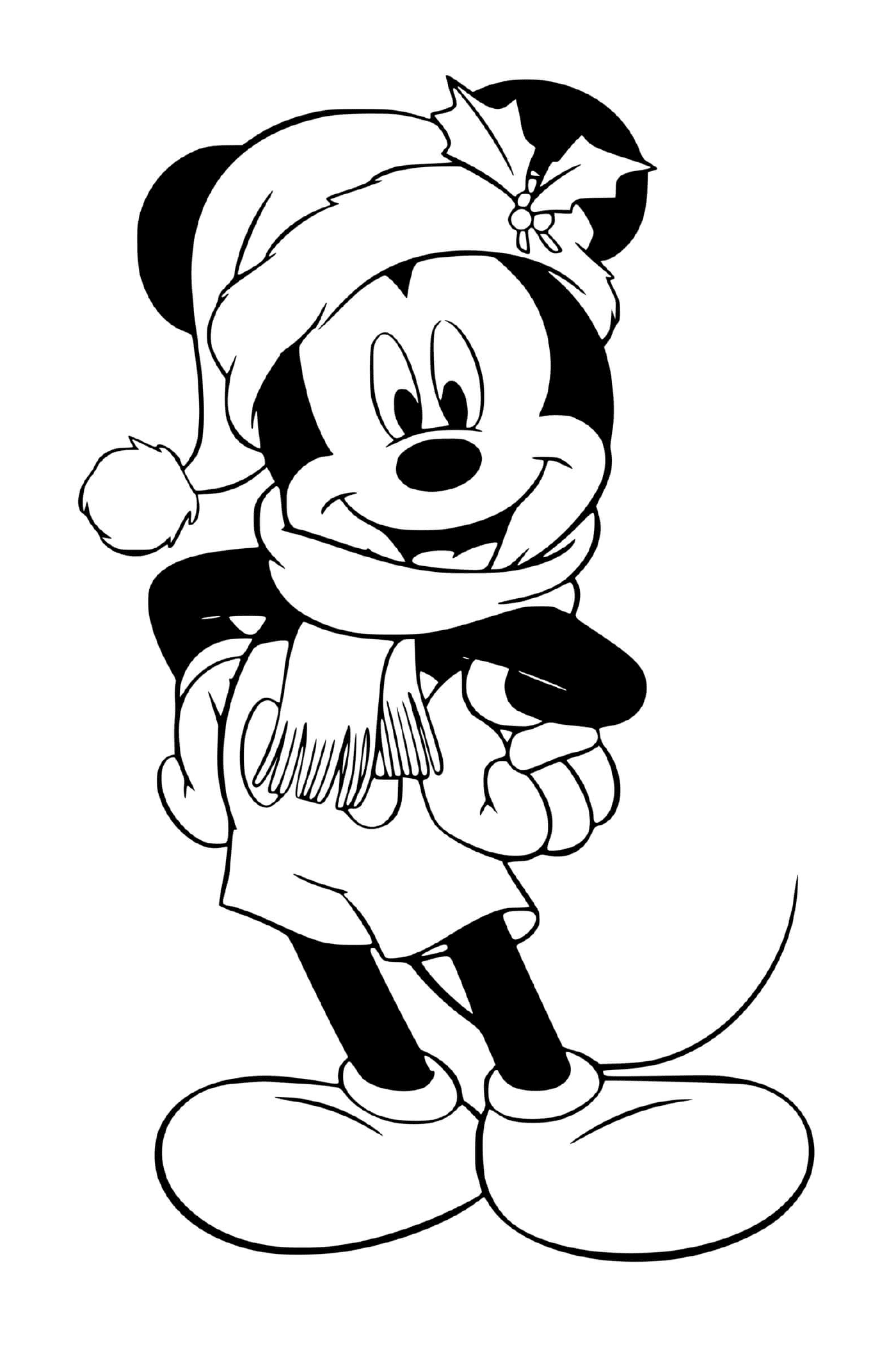  Mickey com um chapéu de Papai Noel 