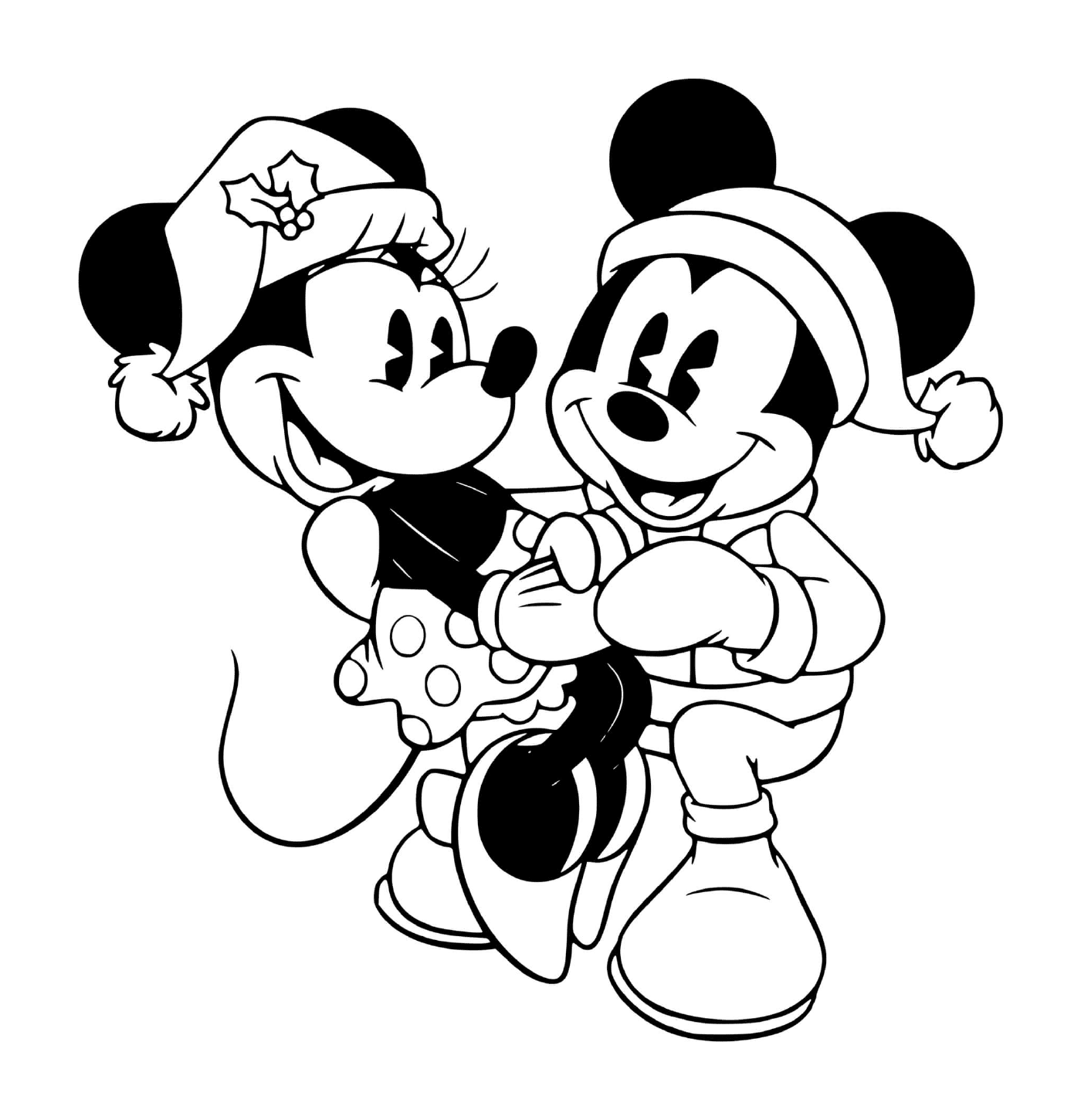  Minnie sentado sobre os joelhos de Mickey 