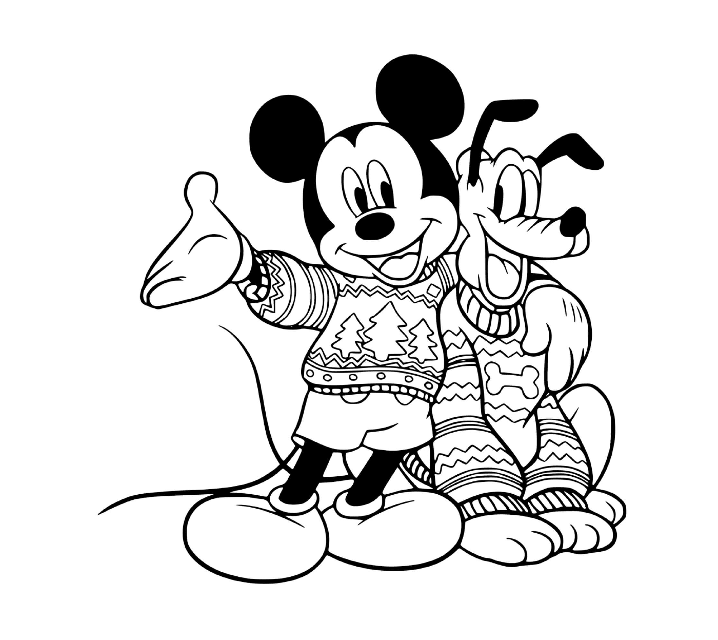  Mickey e Plutão em camisolas 