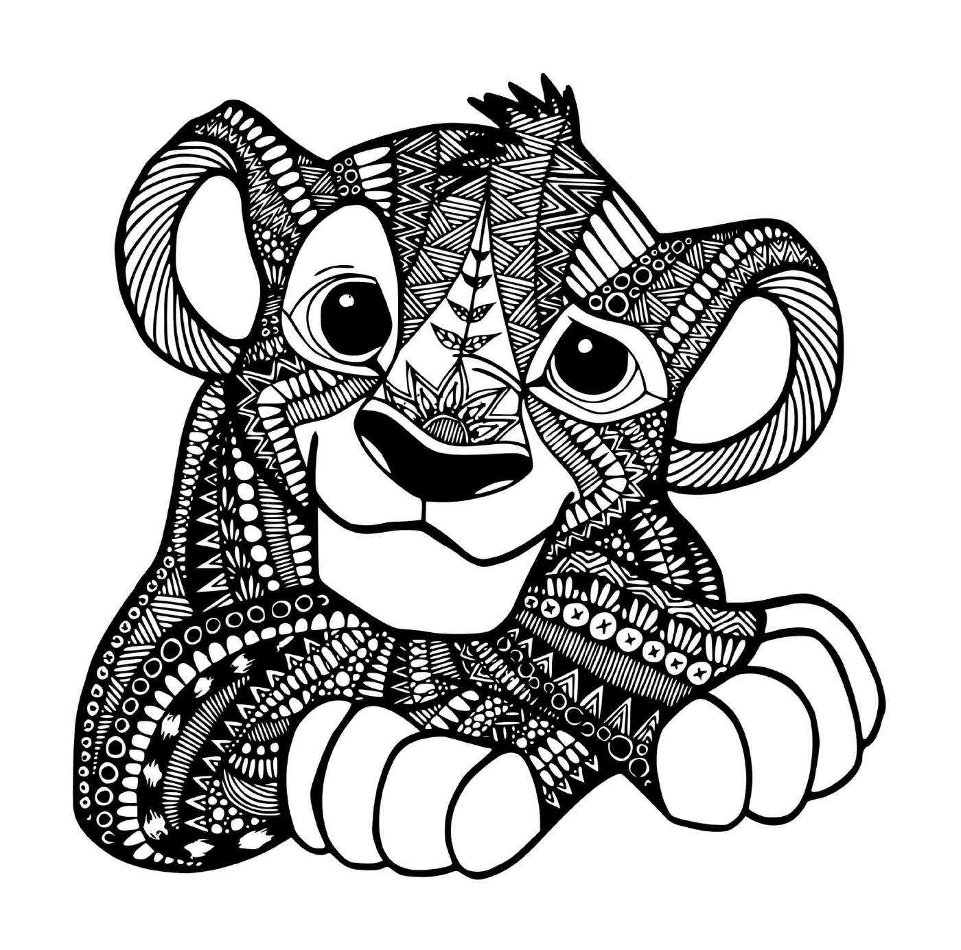  Rei Leão Simba em uma mandala 