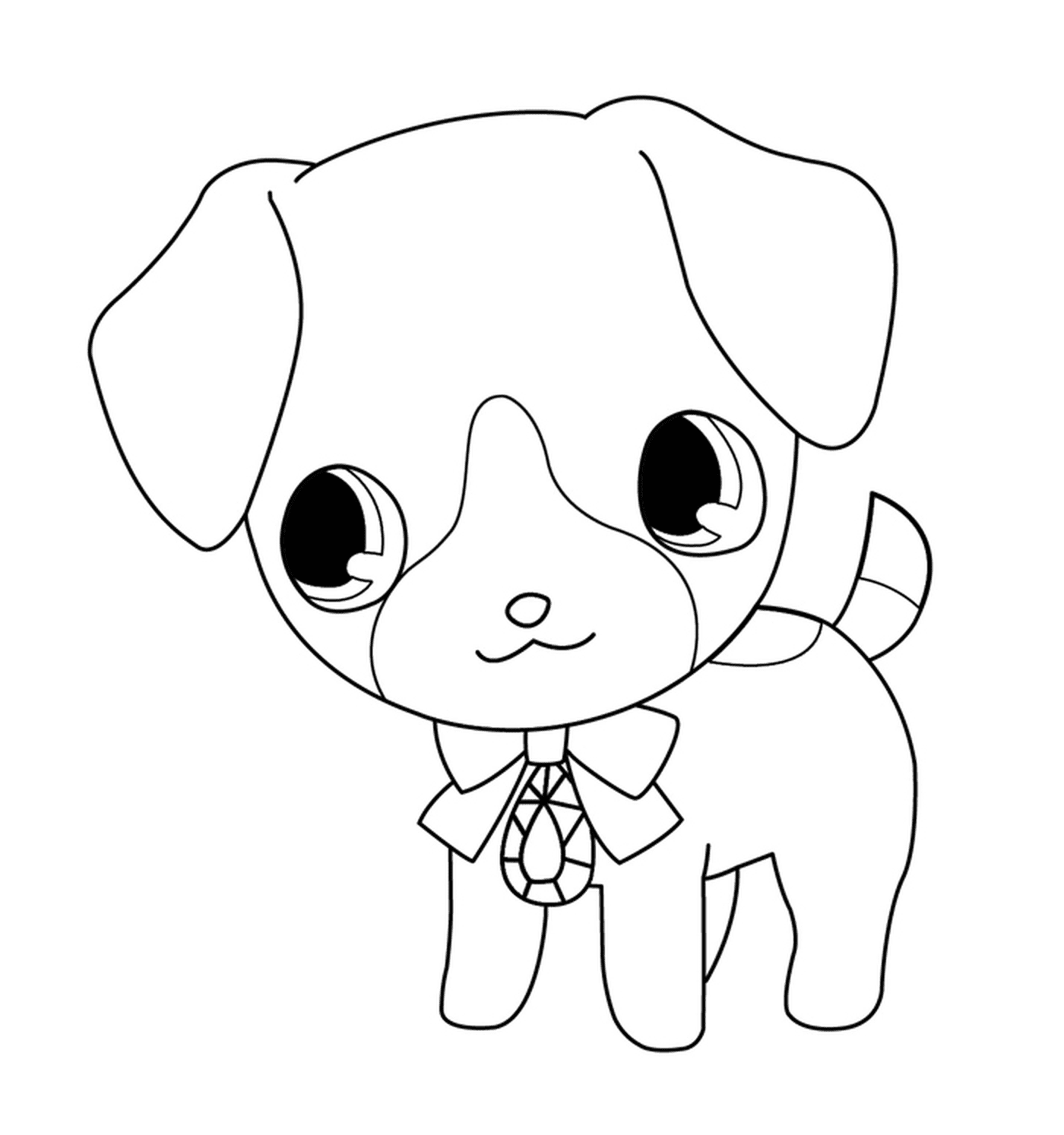  Um lindo filhote de cachorro com uma gravata borboleta 
