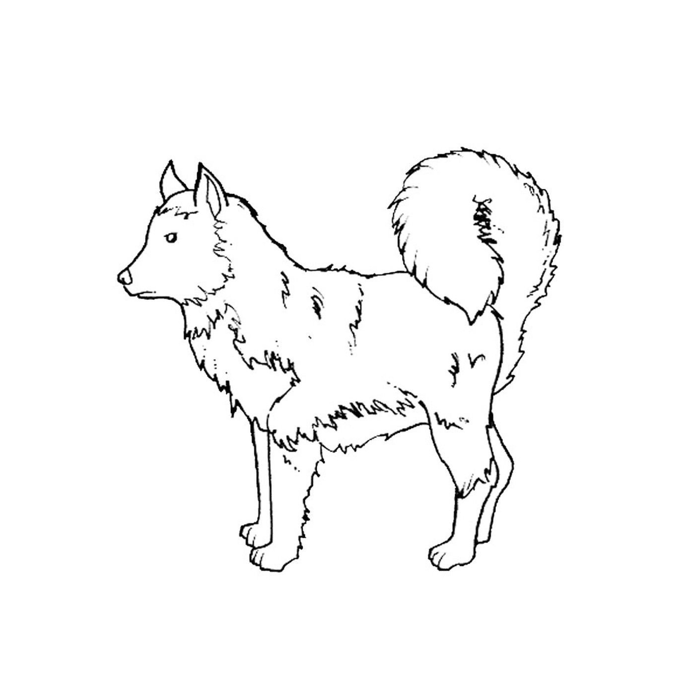  Um filhote de cachorro husky em pé em suas quatro pernas 