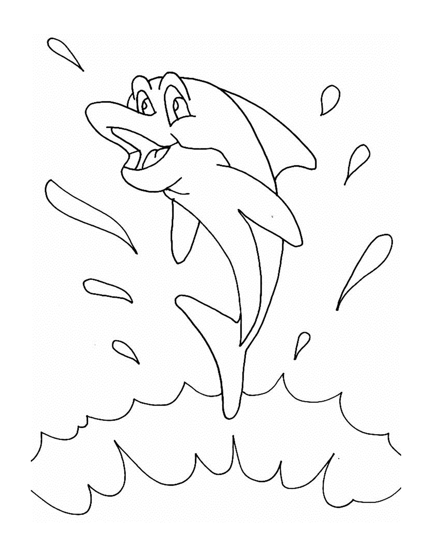  Um golfinho que salta e espirra 