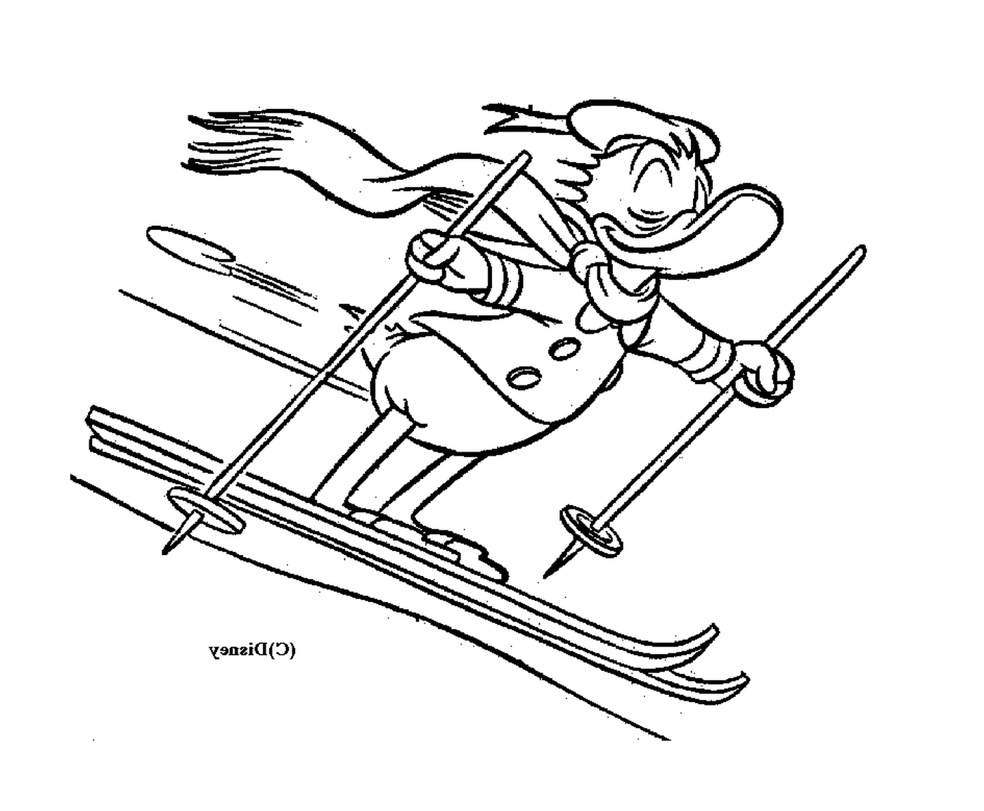  Donald轻松地卸下滑雪斜坡 