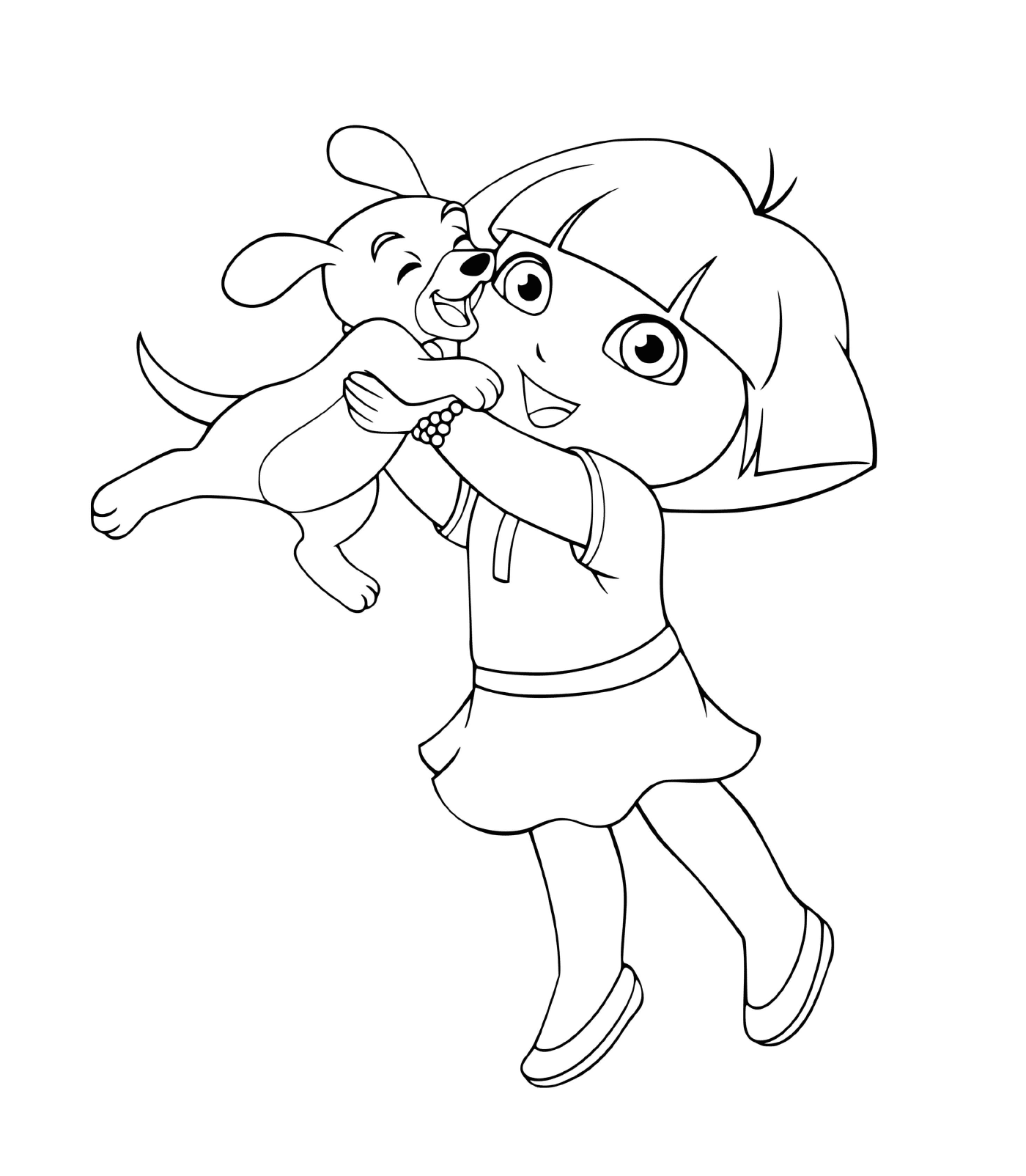  Dora beija seu cachorrinho com ternura 
