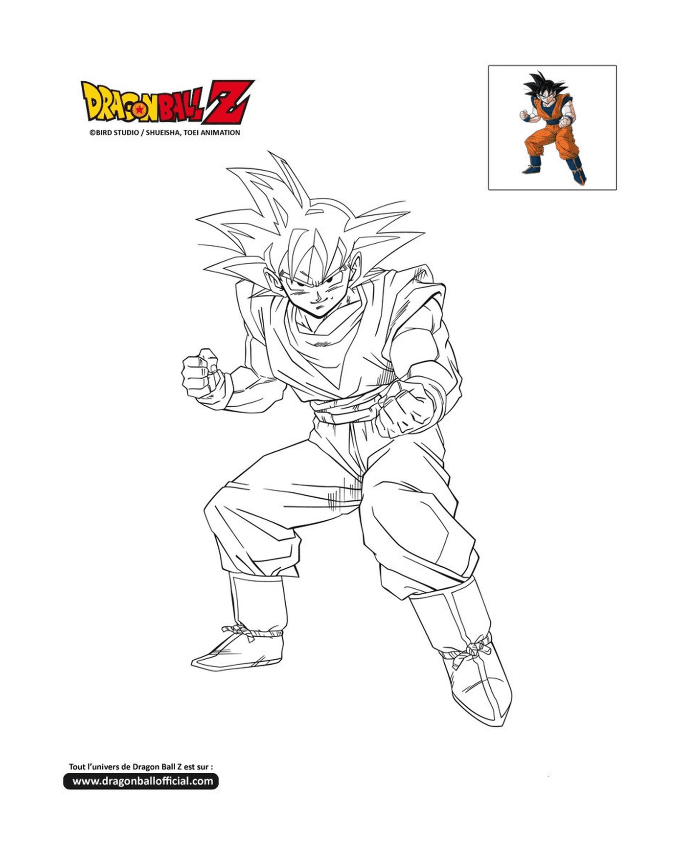  Goku pronto para lutar em Dragon Ball Z 