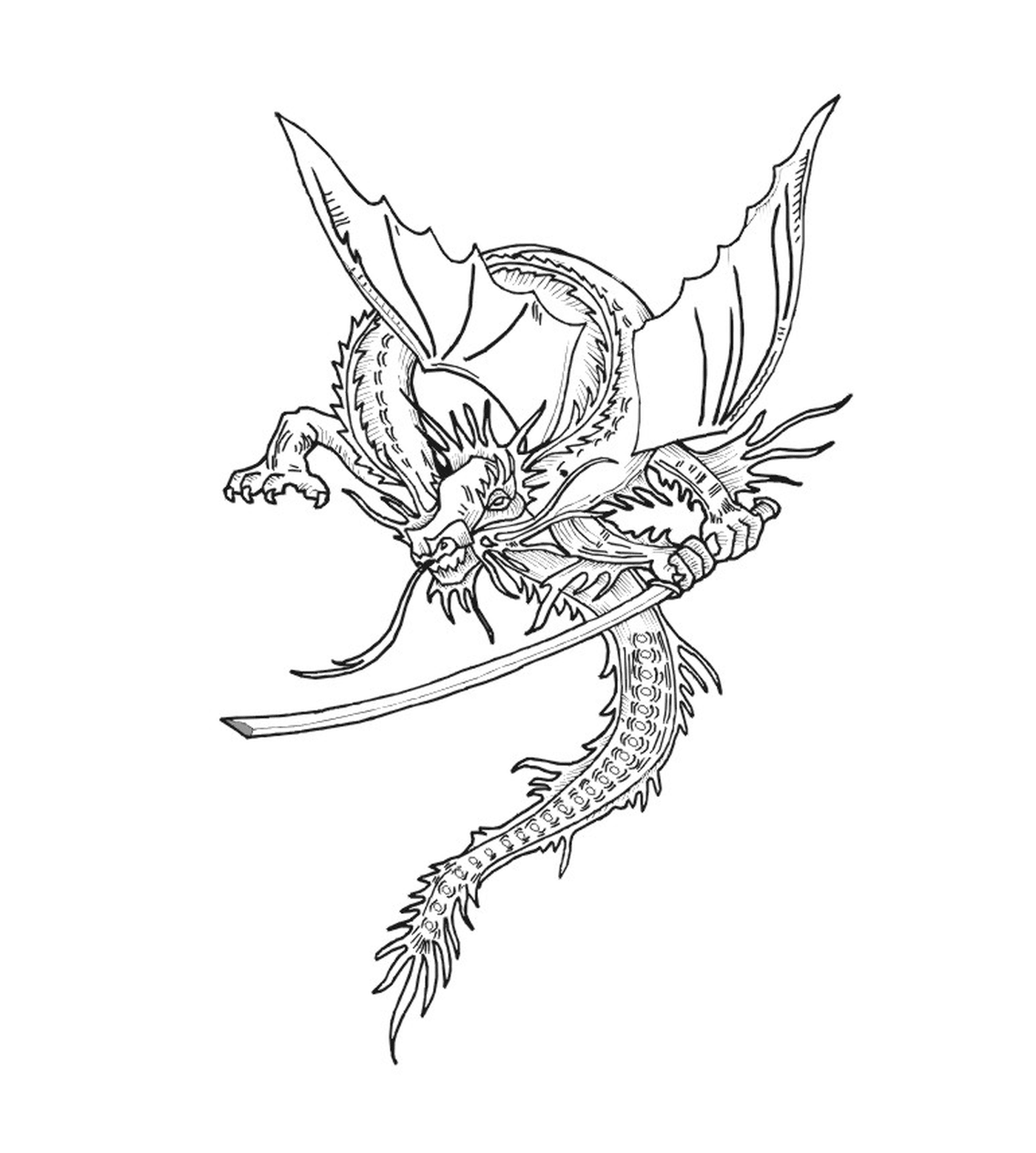  Um dragão com uma espada 