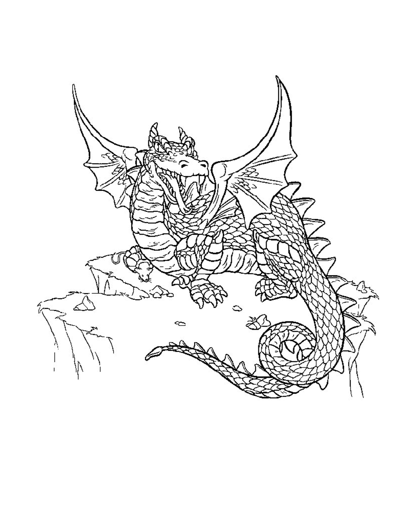  Um dragão empoleirado em um penhasco 